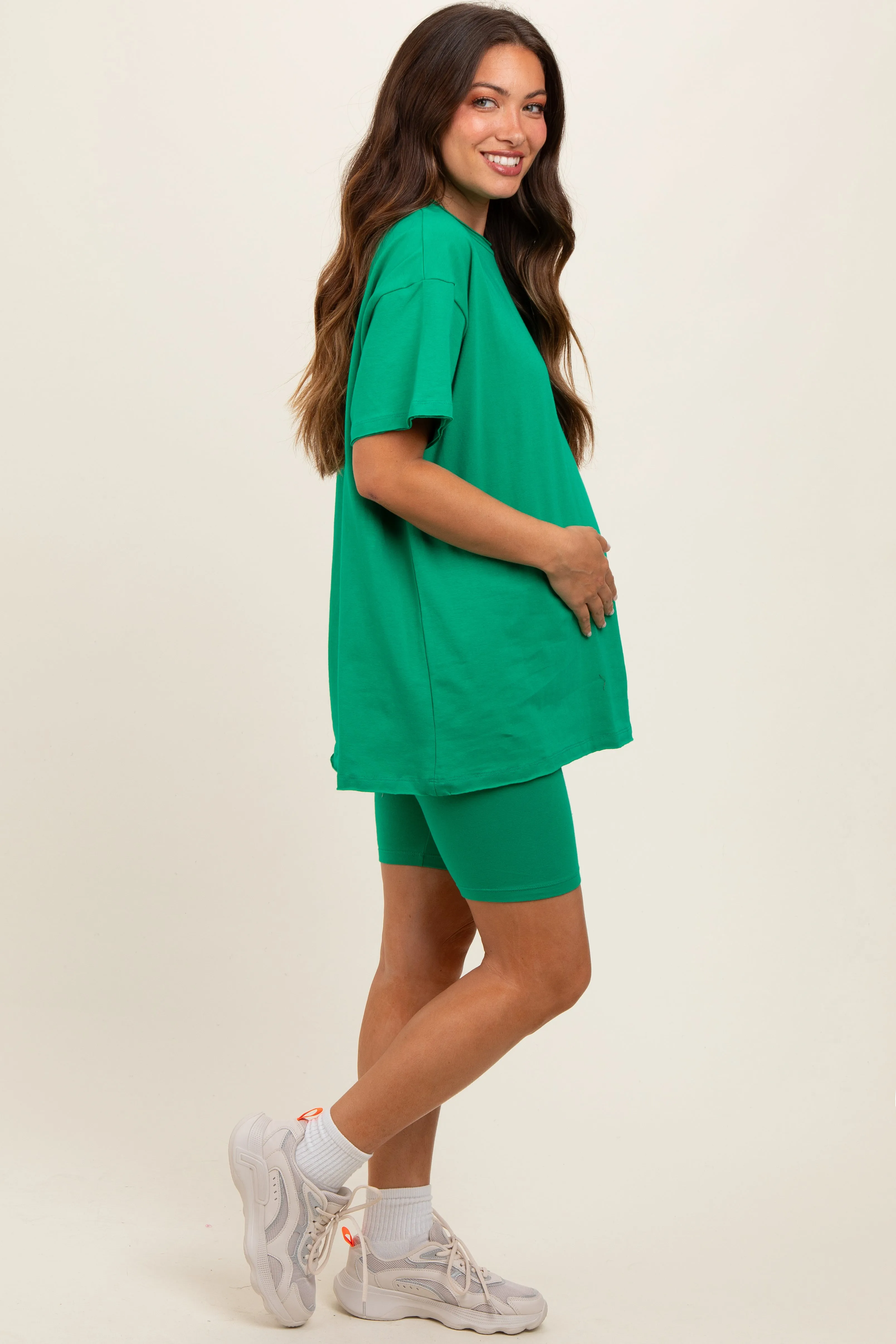 Green Biker Shorts Maternity Set sold by Pinkblush product image thumbnail 3