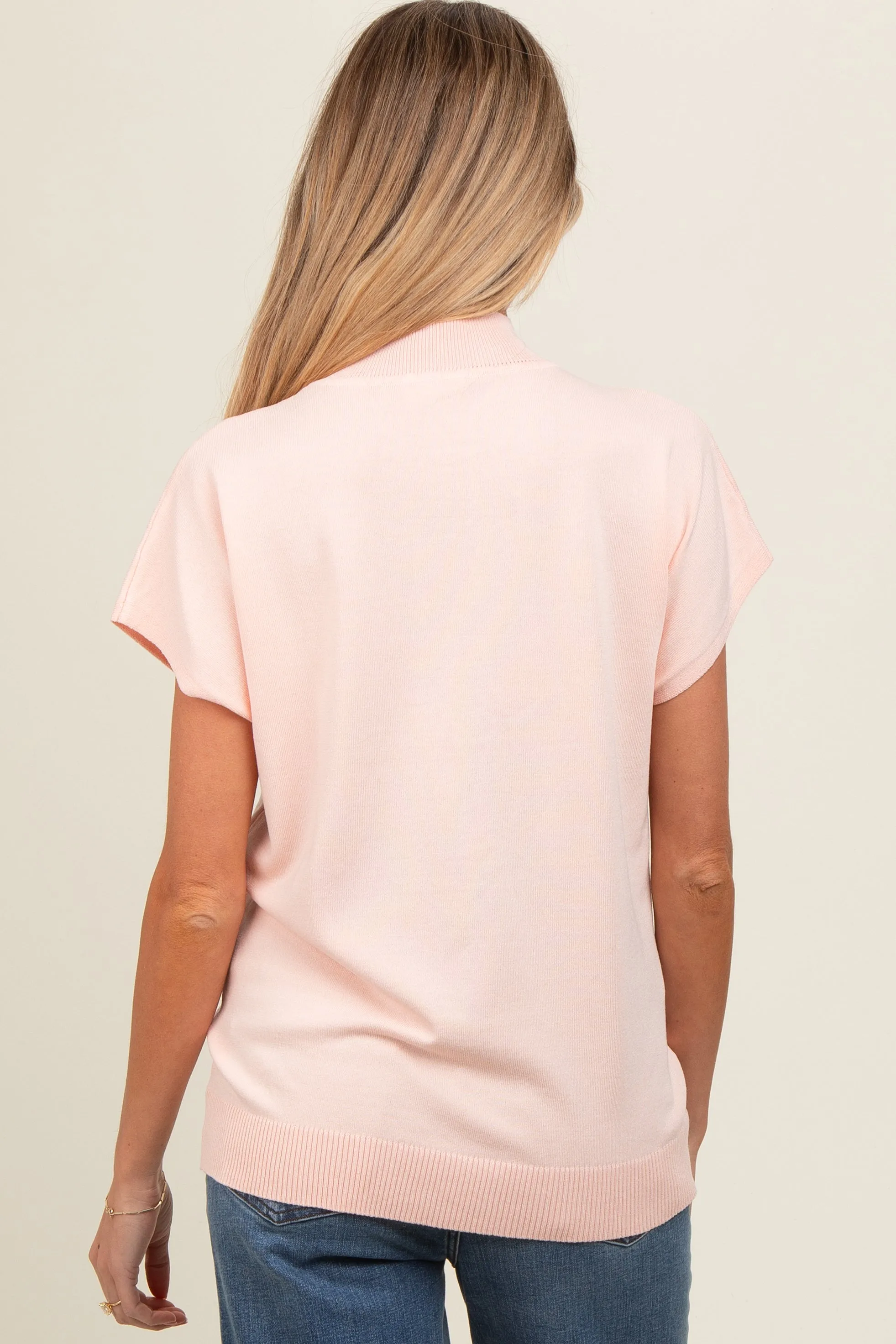 Light Pink Mock Neck Knit Maternity Top sold by Pinkblush product image thumbnail 4