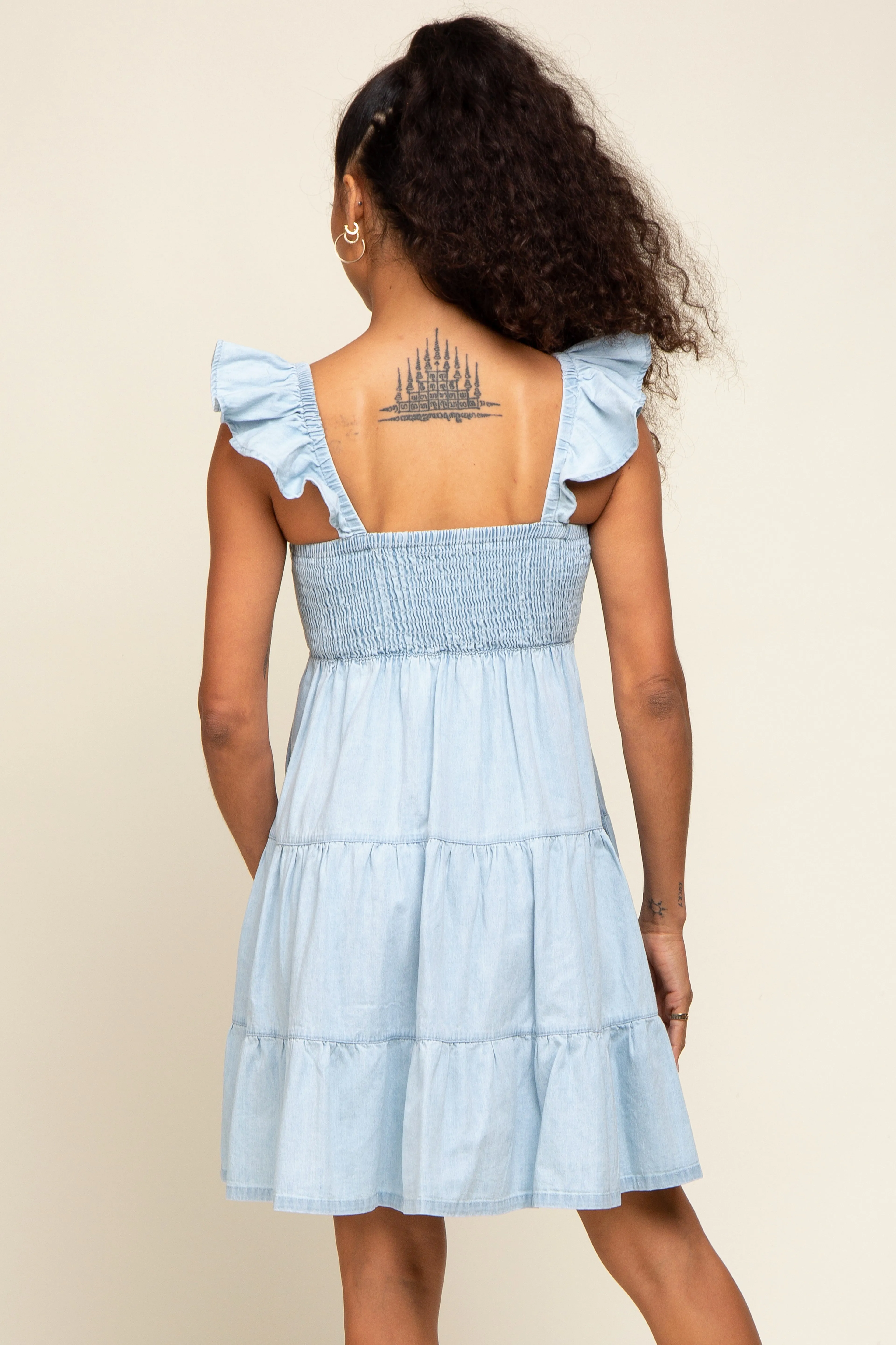 Light Blue Sleeveless Ruffle Tiered Dress sold by Pinkblush product image thumbnail 3