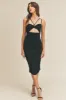 Black Strappy Cutout Fitted Maternity Midi Dress sold by Pinkblush