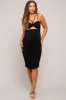 Black Strappy Cutout Fitted Maternity Midi Dress sold by Pinkblush