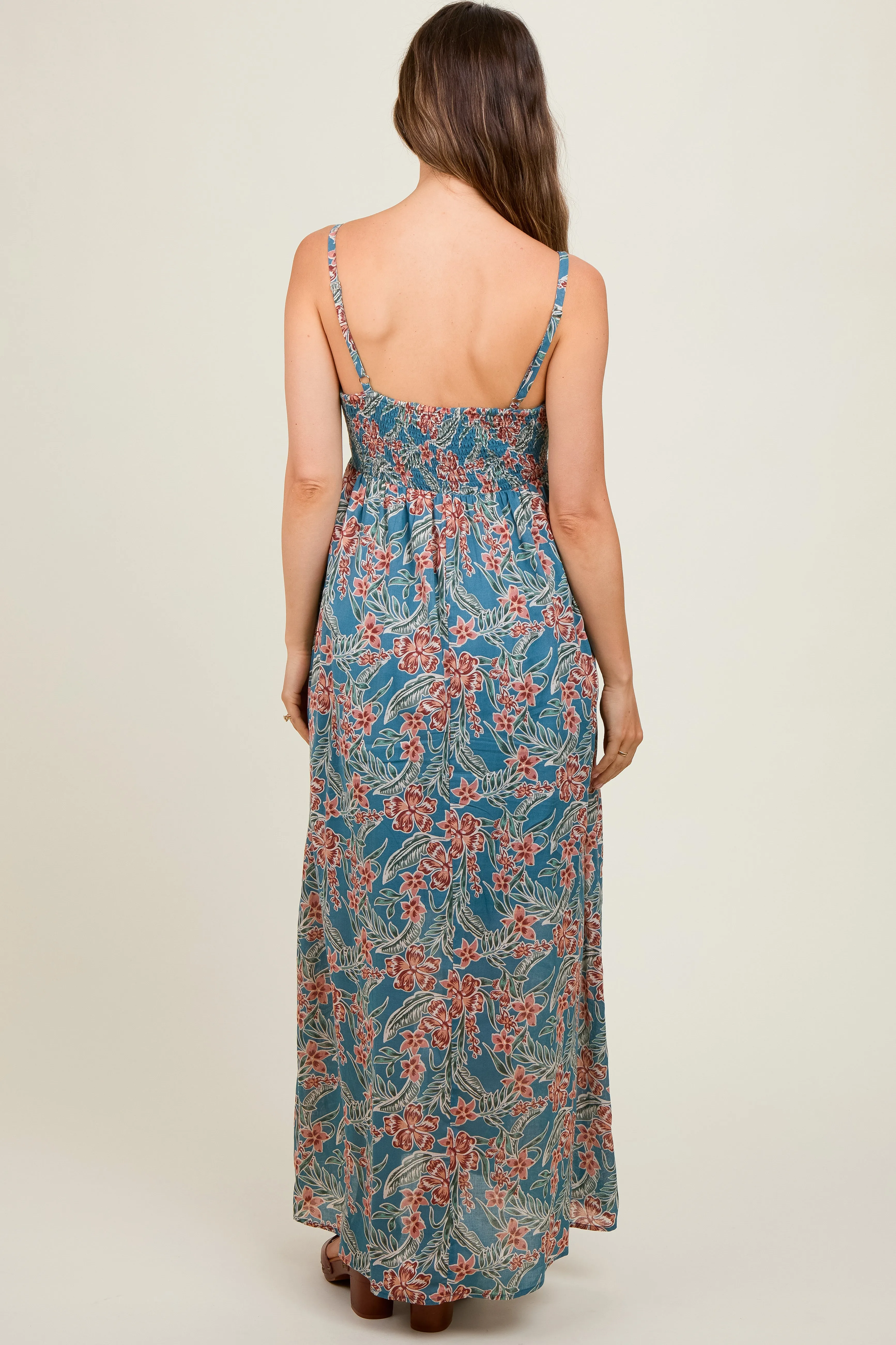 Blue Floral Lightweight Sleeveless Maternity Dress sold by Pinkblush product image thumbnail 3