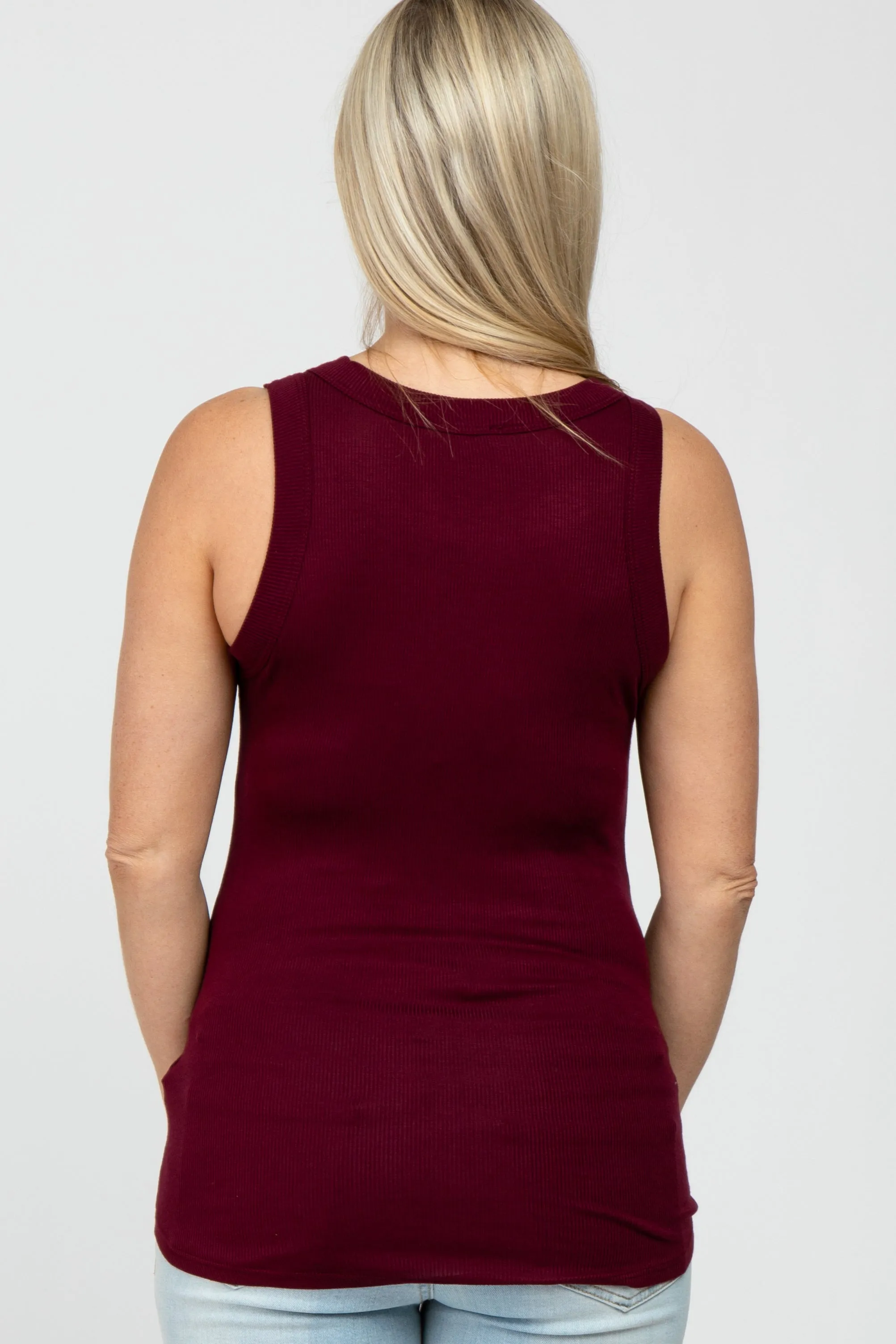 Burgundy Ribbed Sleeveless Maternity Top sold by Pinkblush product image thumbnail 4