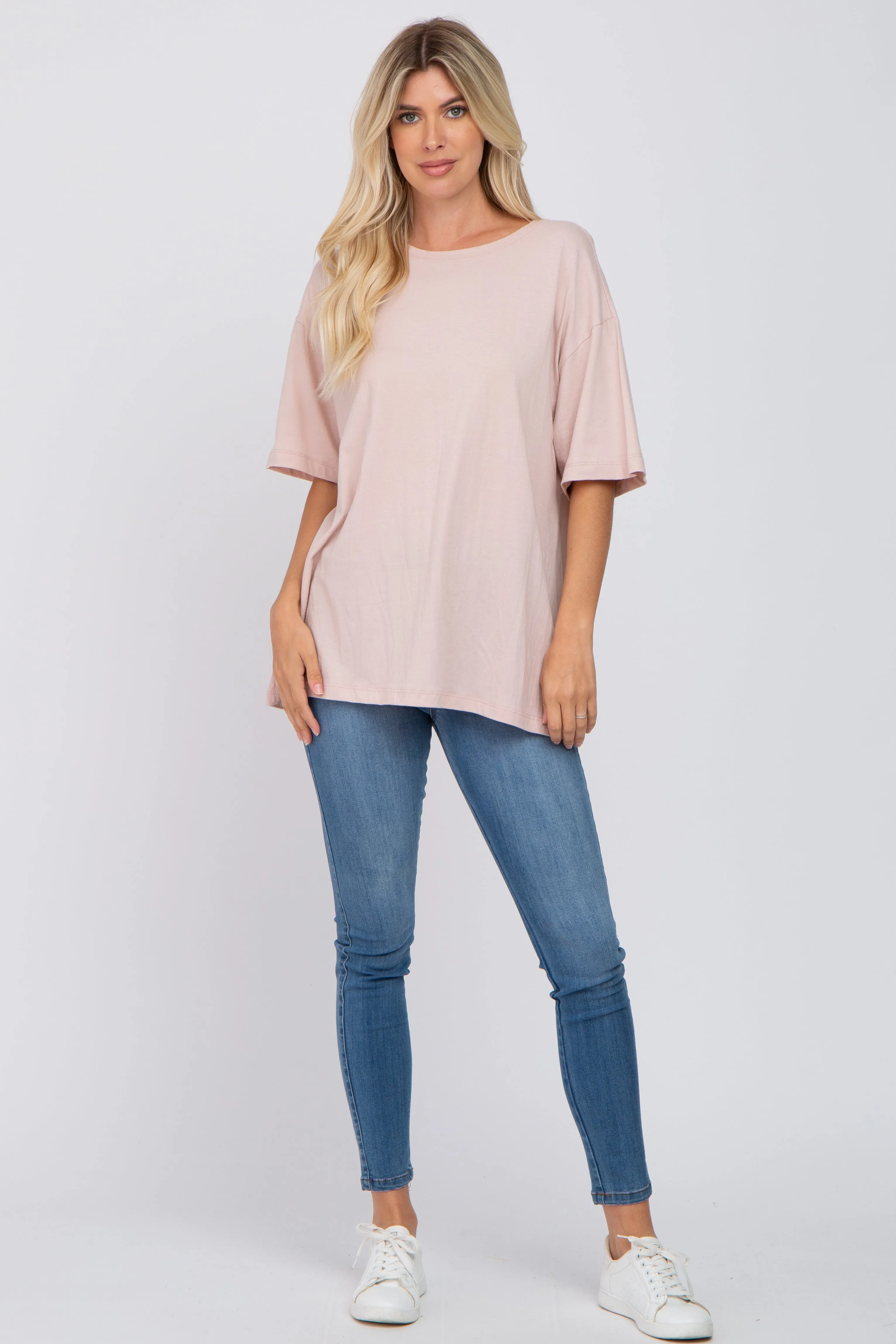 Light Pink Basic Oversized Tee sold by Pinkblush product image thumbnail 4