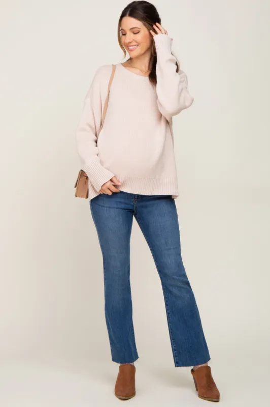 Navy Blue Bootcut Raw Hem Maternity Jean sold by Pinkblush