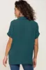 Forest Green Collared Button-Down Short Sleeve Blouse sold by Pinkblush