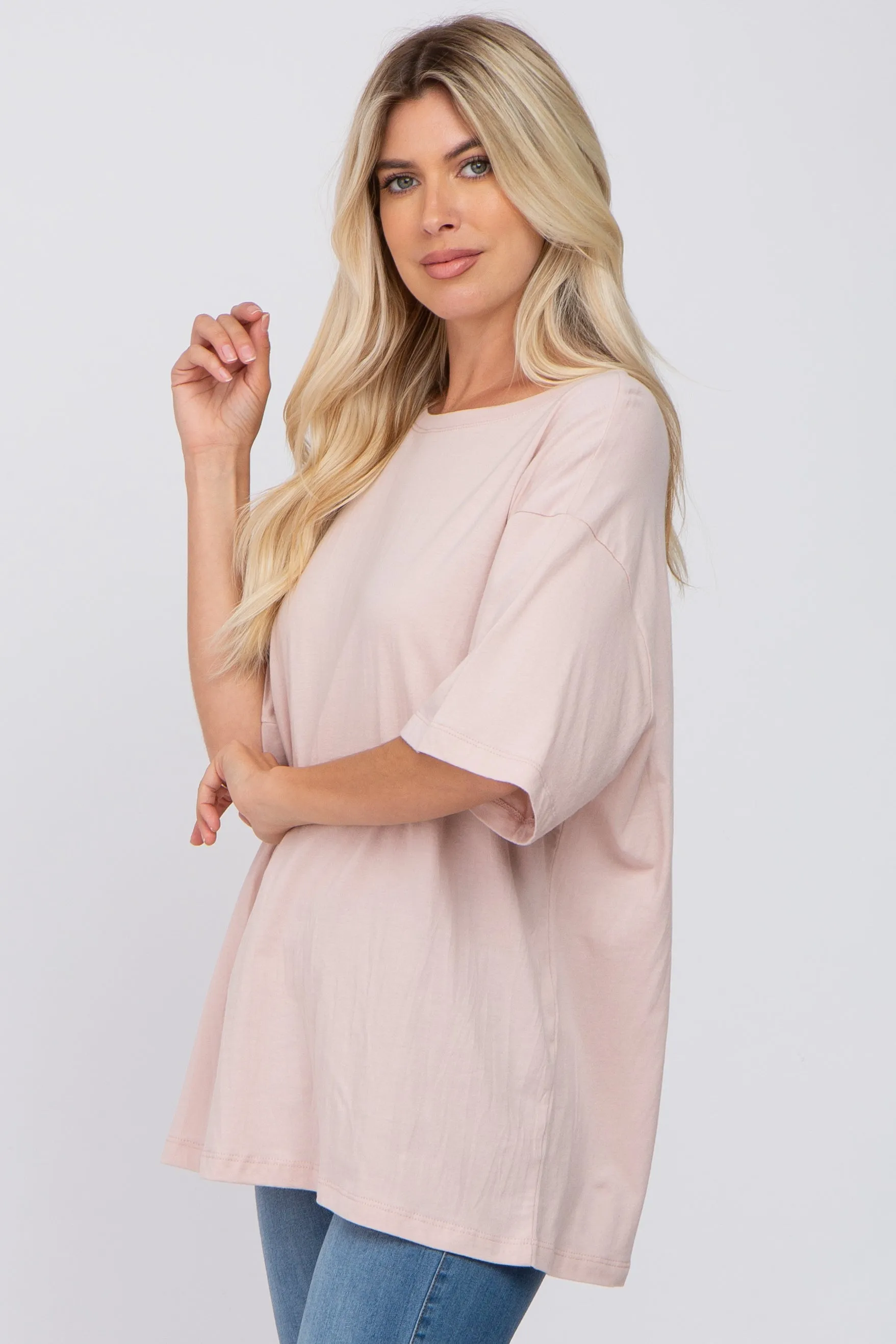 Light Pink Basic Oversized Tee sold by Pinkblush product image thumbnail 2
