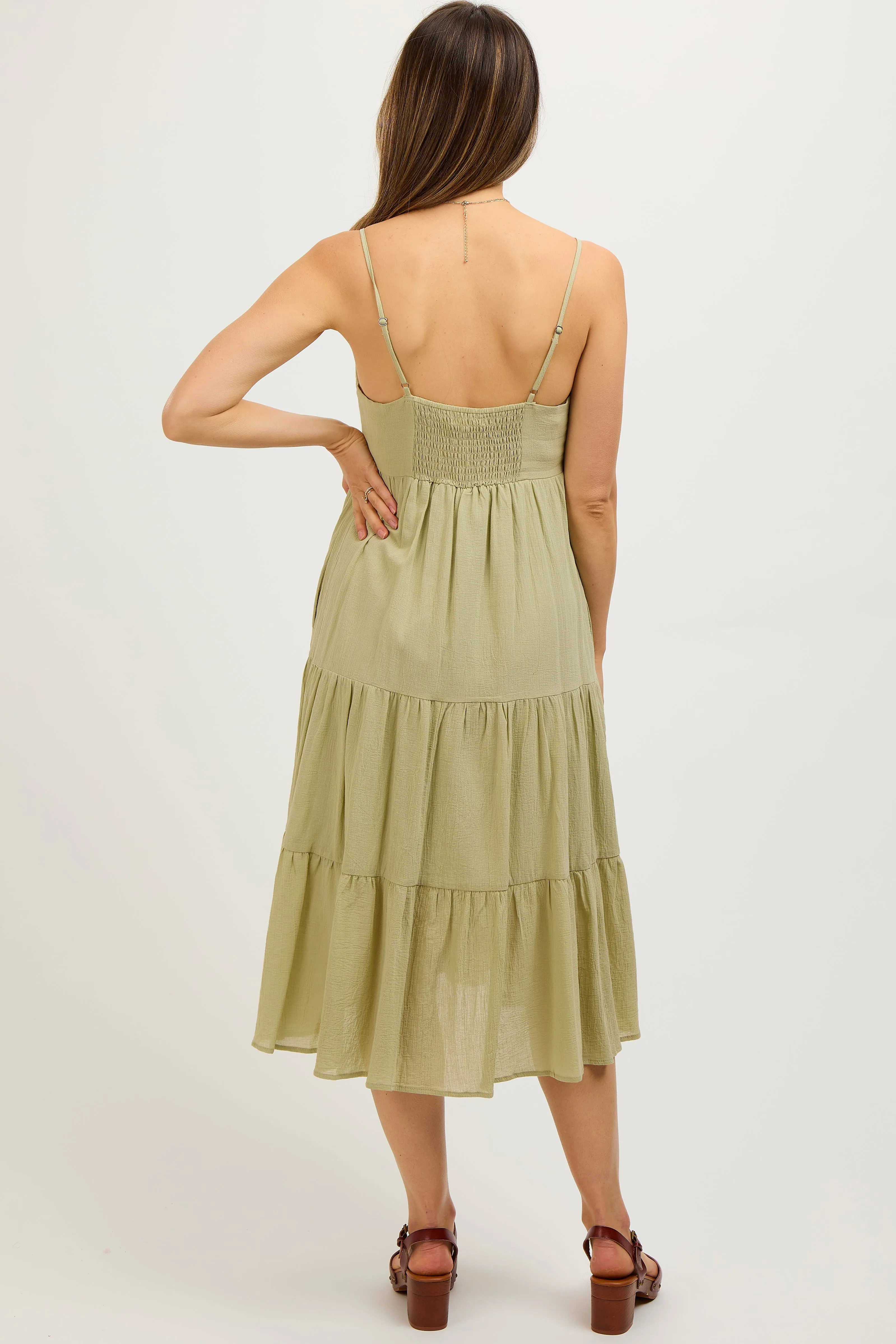 Light Olive Sleeveless Maternity Maxi Dress sold by Pinkblush product image thumbnail 3