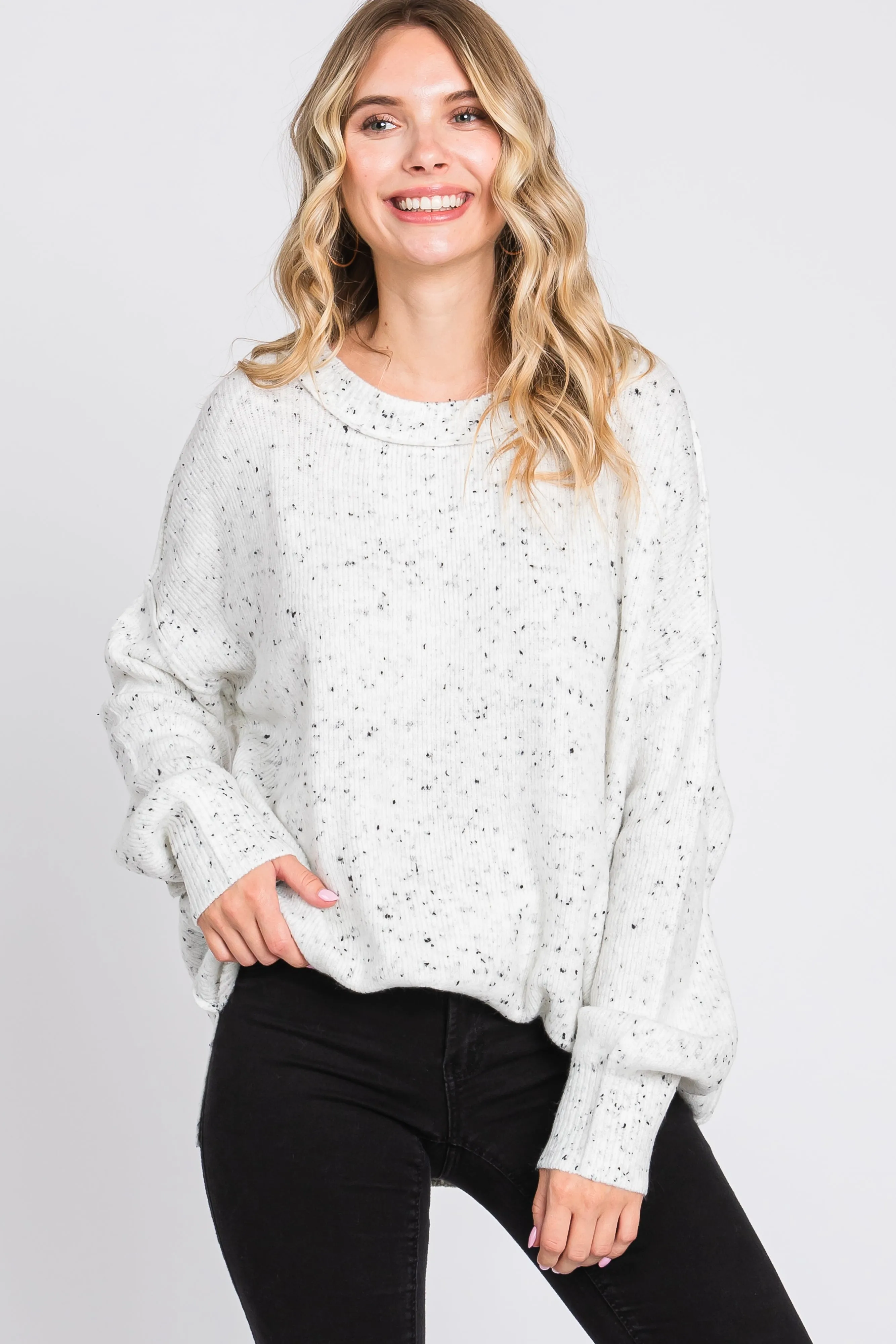 Ivory Speckled Knit Sweater sold by Pinkblush