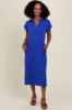 Royal Blue Collared Side Slit Maternity Midi Dress sold by Pinkblush