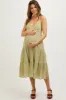 Light Olive Sleeveless Maternity Maxi Dress sold by Pinkblush