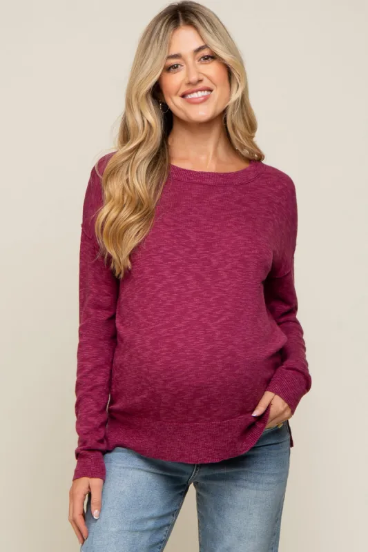 Magenta Knit Long Sleeve Maternity Top sold by Pinkblush
