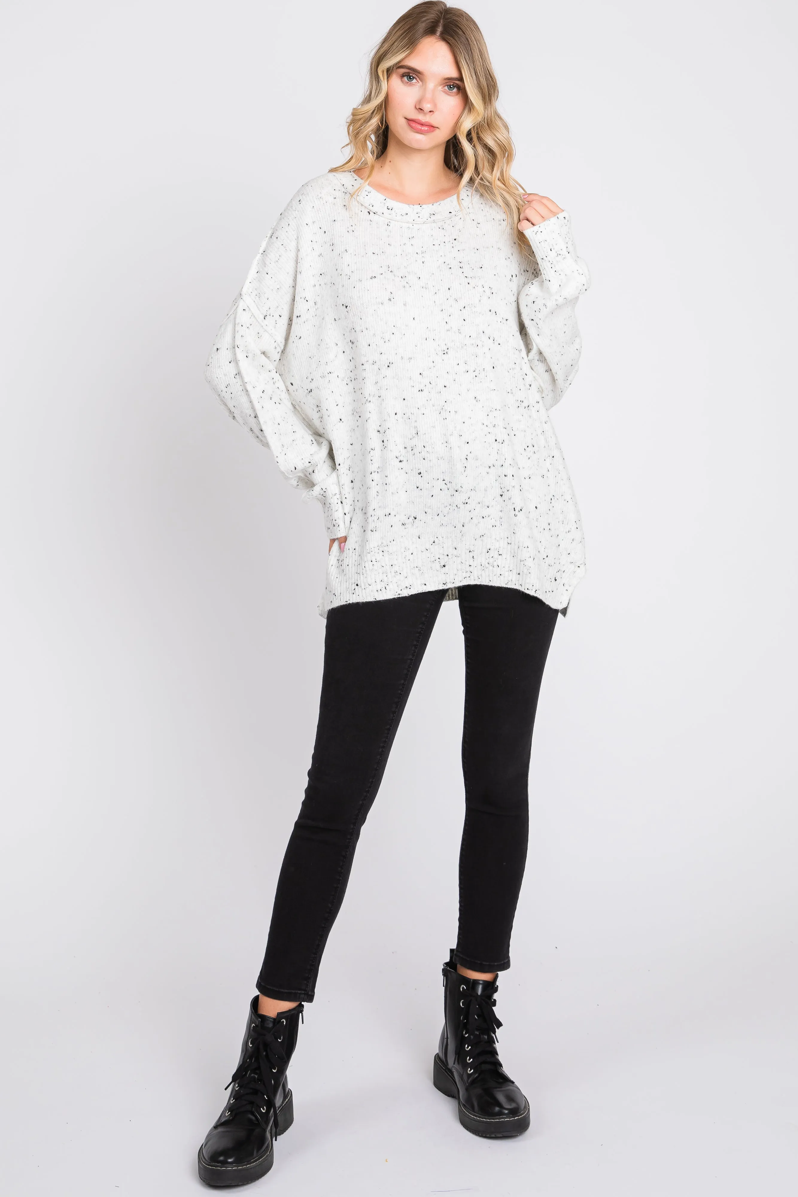 Ivory Speckled Knit Sweater sold by Pinkblush product image thumbnail 5