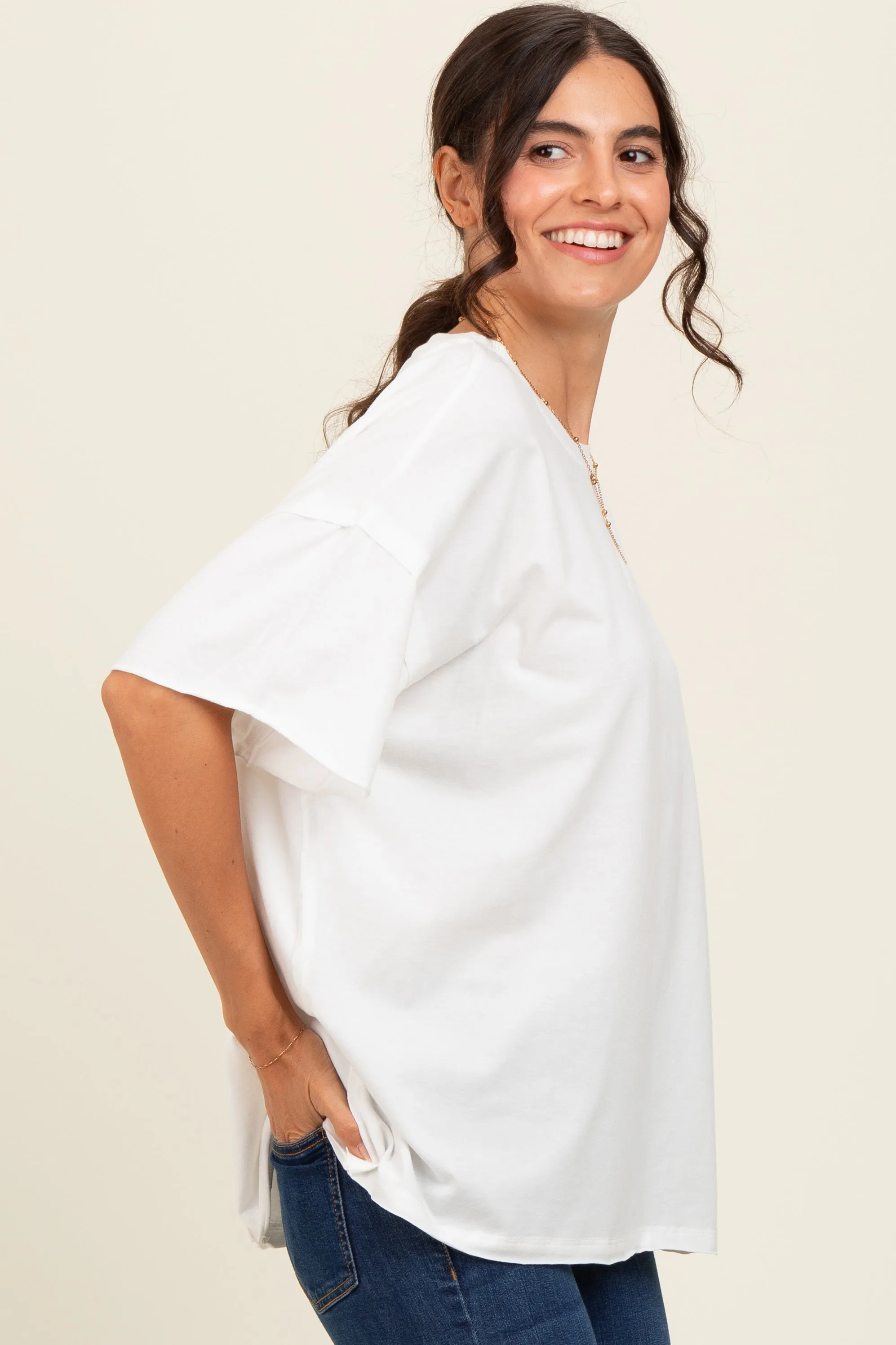 Ivory Raw Rolled Hem Top sold by Pinkblush product image thumbnail 2