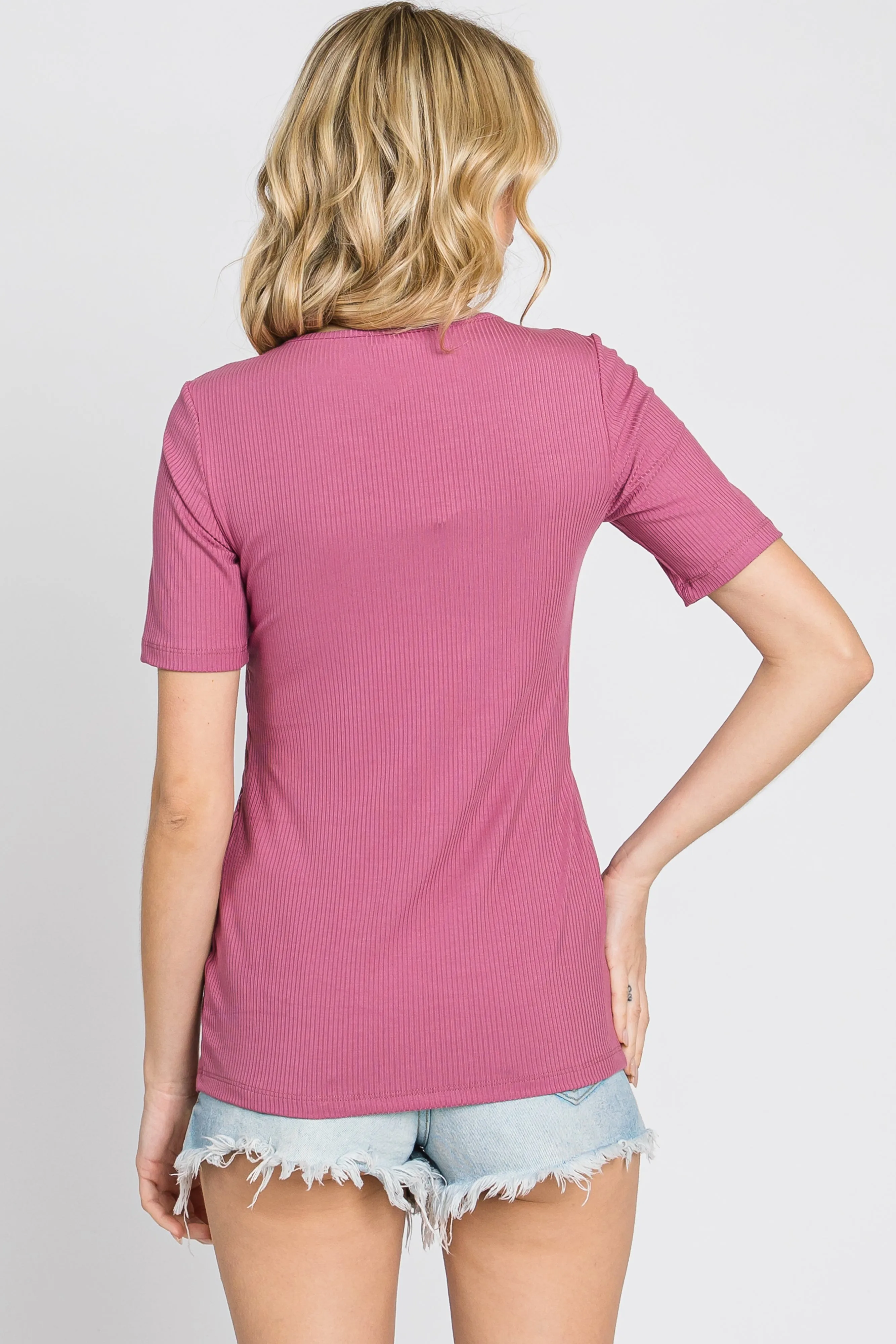 Mauve Ribbed Wrap Front Nursing Top sold by Pinkblush product image thumbnail 4