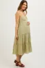 Light Olive Sleeveless Maternity Maxi Dress sold by Pinkblush