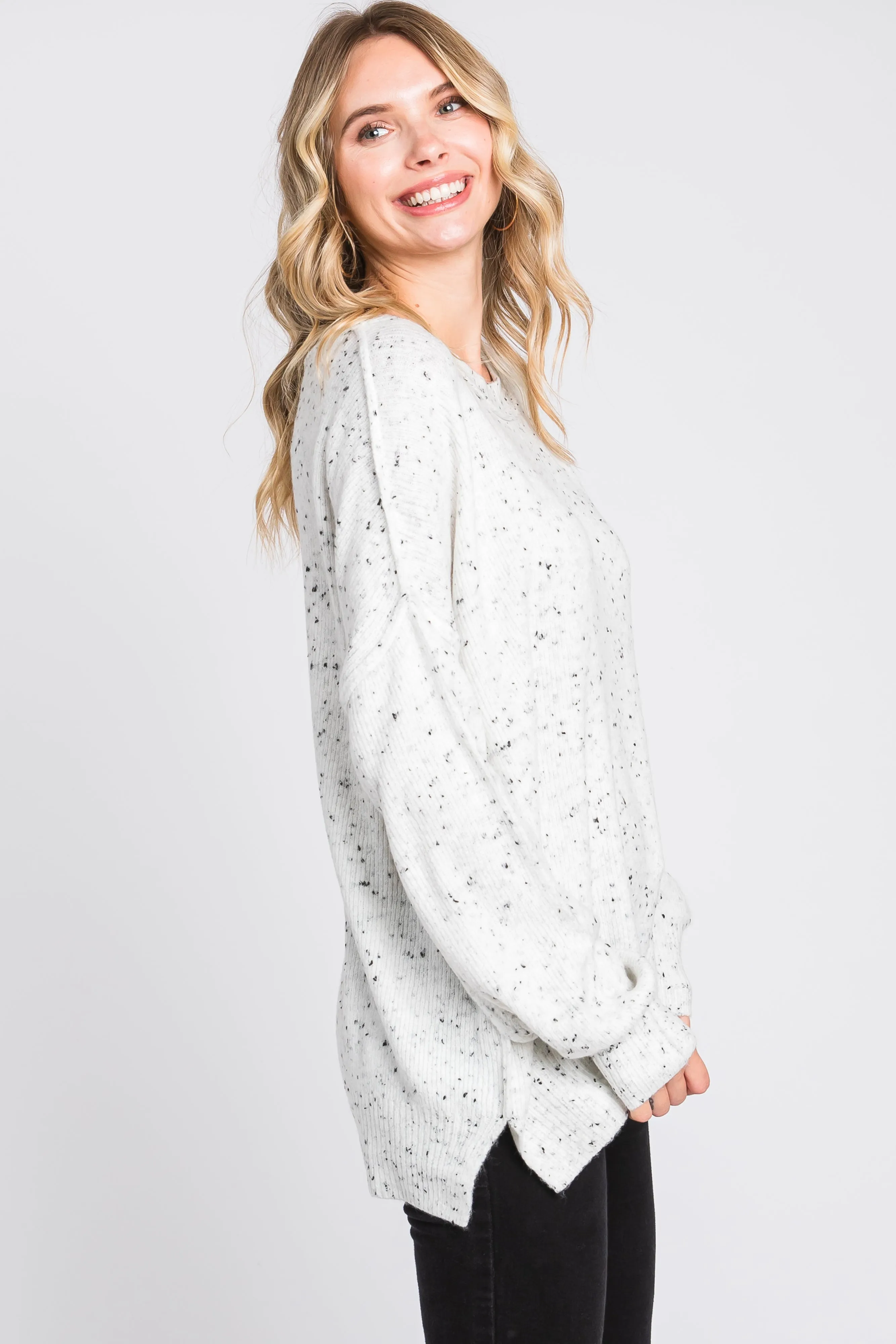 Ivory Speckled Knit Sweater sold by Pinkblush product image thumbnail 3