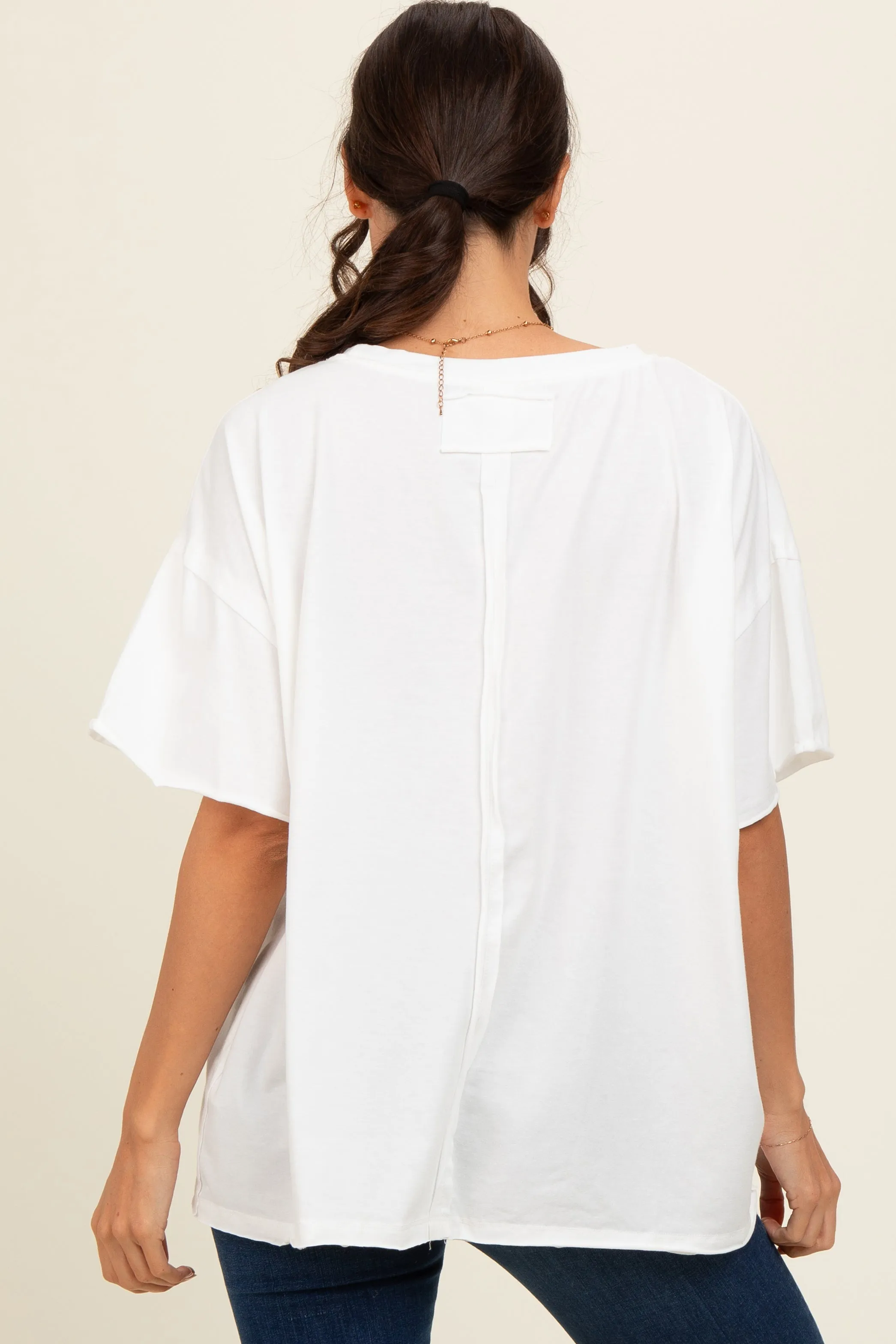 Ivory Raw Rolled Hem Top sold by Pinkblush product image thumbnail 3
