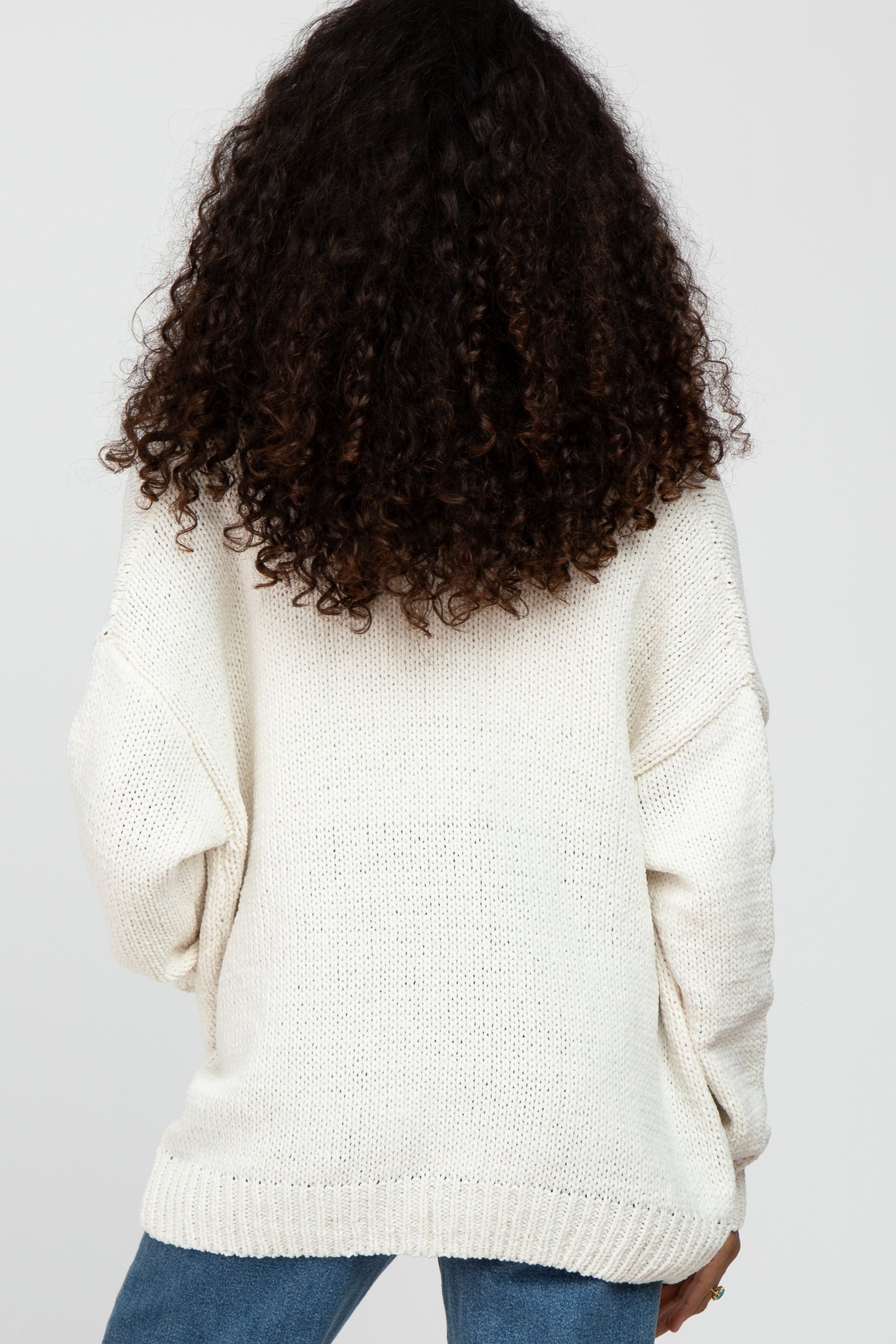 Ivory Oversized Deep V-Neck Cardigan sold by Pinkblush product image thumbnail 5