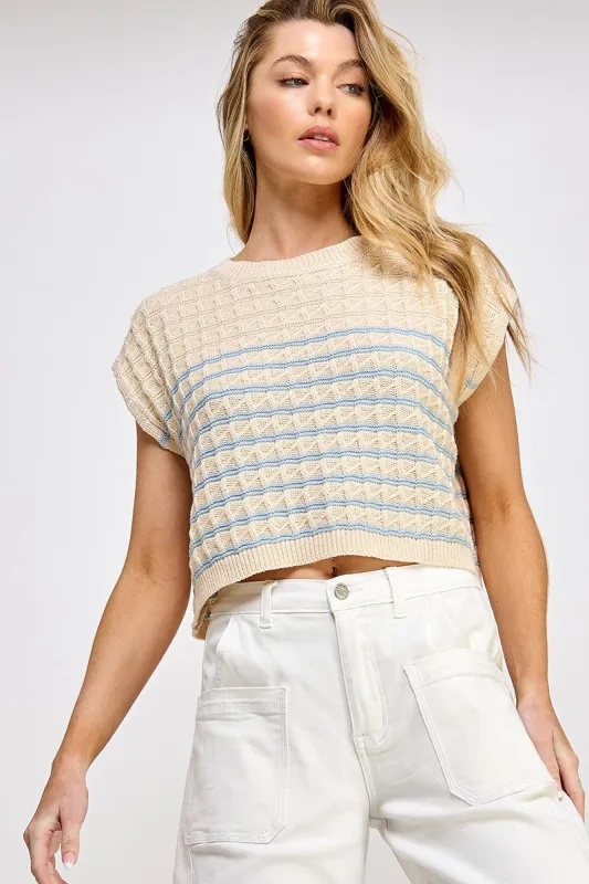 Natural Blue Ivy Sweater Top sold by Pinkblush