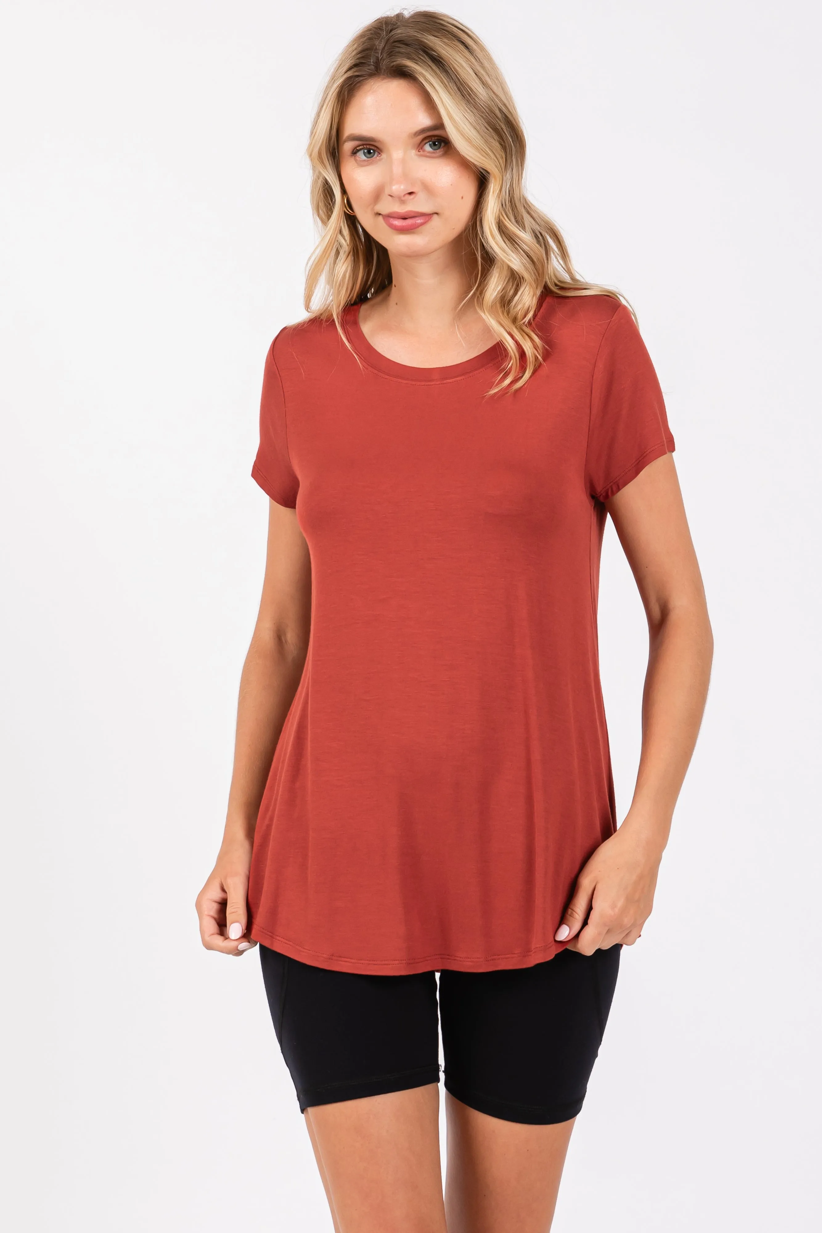 Rust Basic Short Sleeve Top sold by Pinkblush