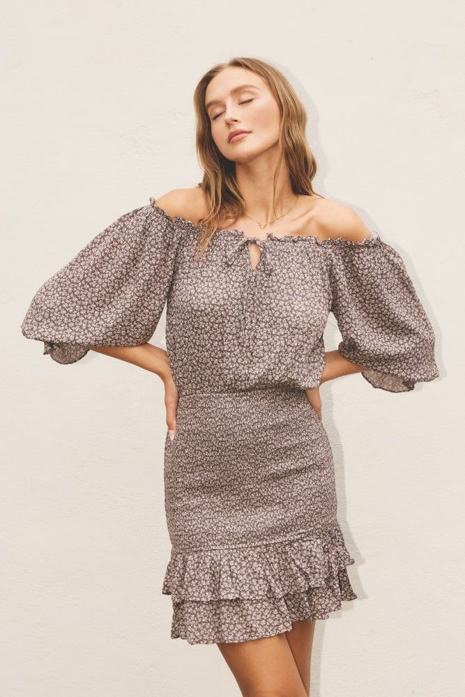 Stone Smocked Mini Dress sold by Pinkblush