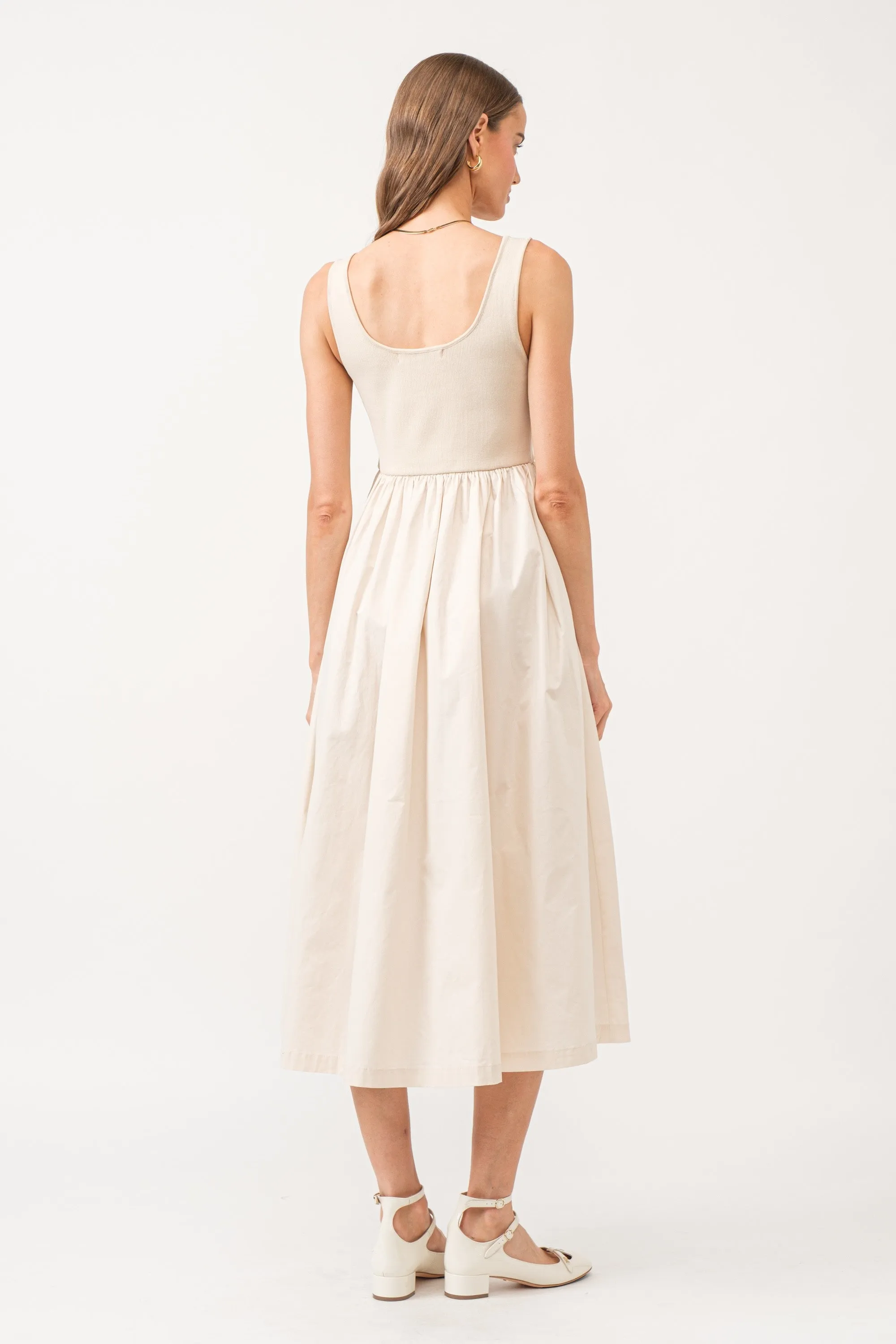 Beige Sleeveless A-line Midi Dress sold by Pinkblush product image thumbnail 3