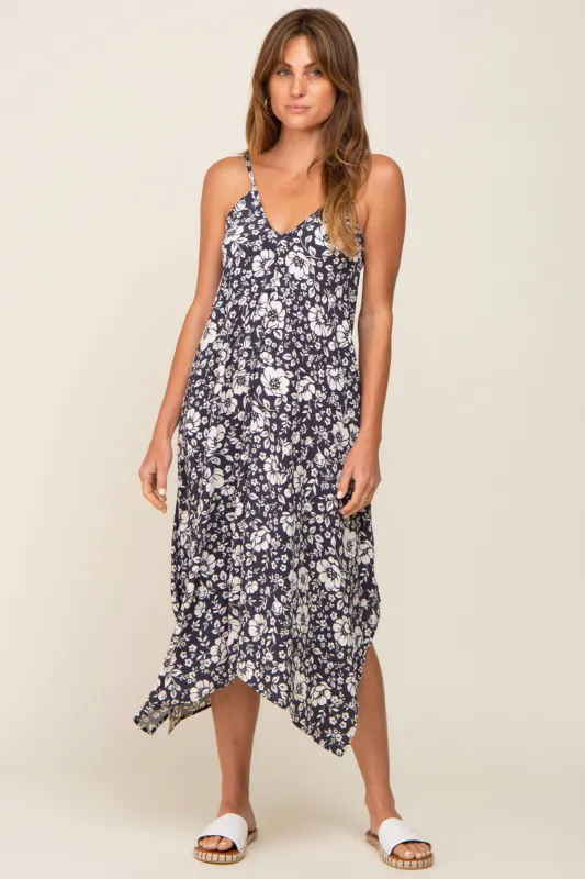 Charcoal Floral Handkerchief Midi Dress sold by Pinkblush