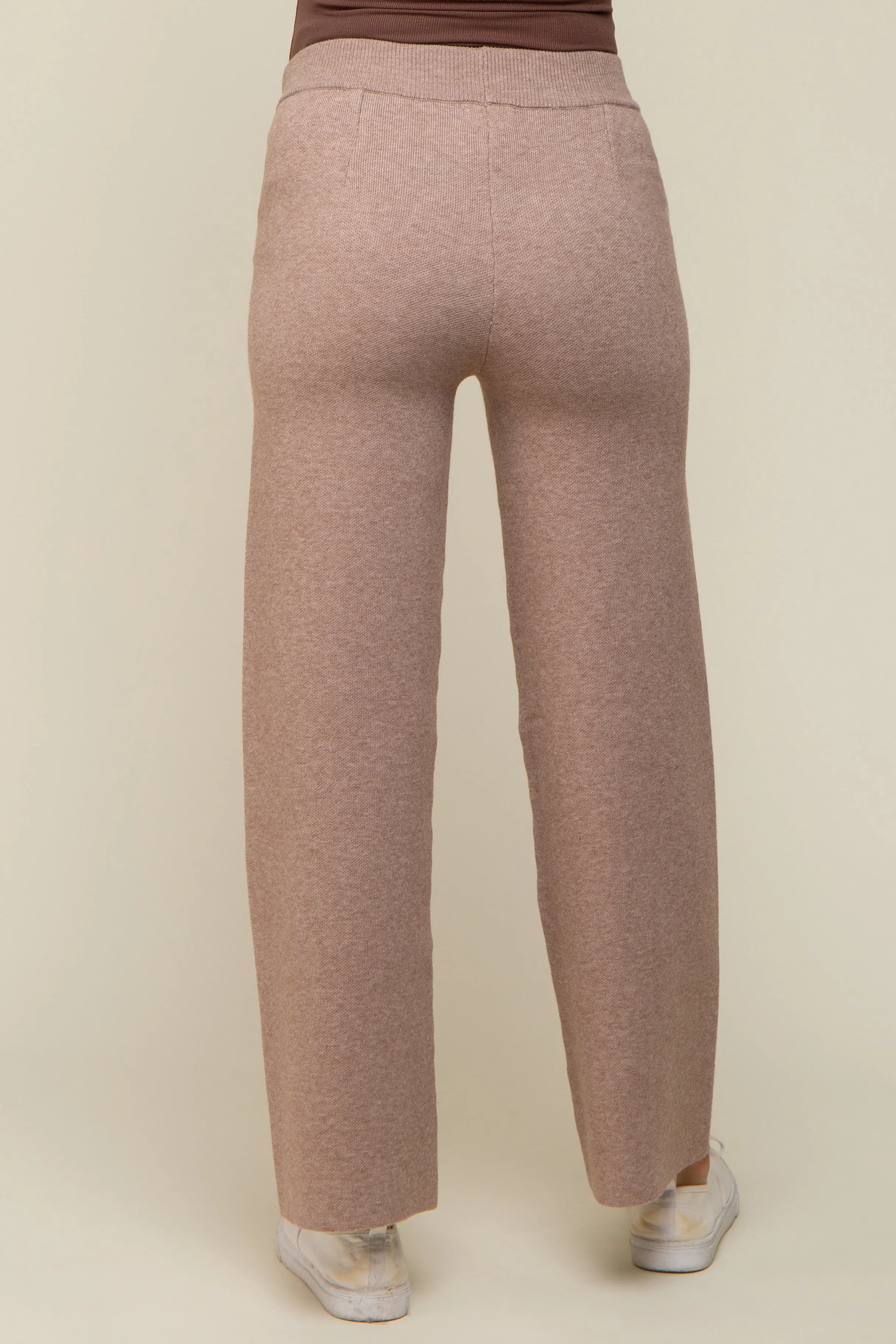 Taupe Front Seam Sweater Knit Drawstring Maternity Pants sold by Pinkblush product image thumbnail 4