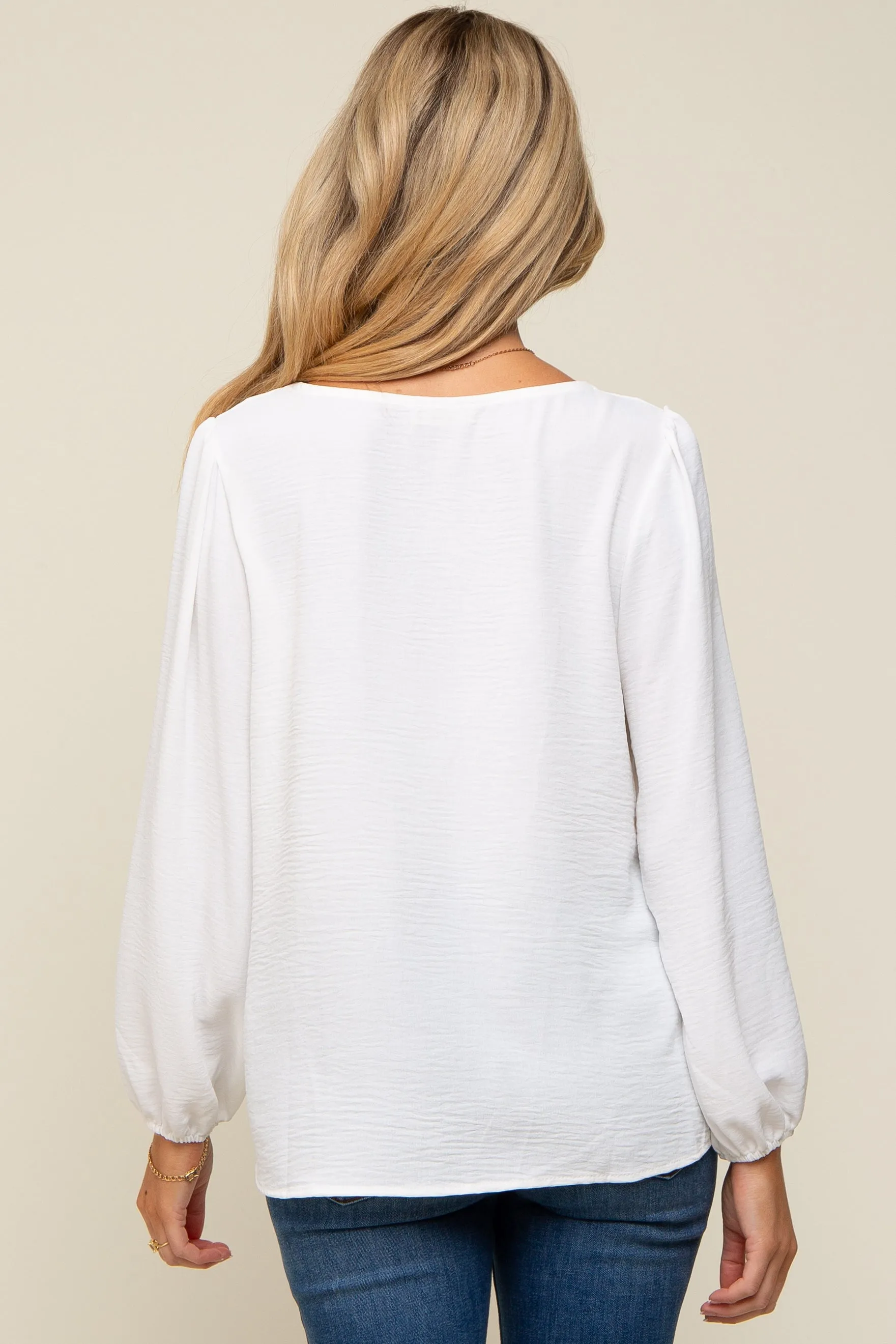 White Long Puff Sleeve Maternity Blouse Top sold by Pinkblush product image thumbnail 3