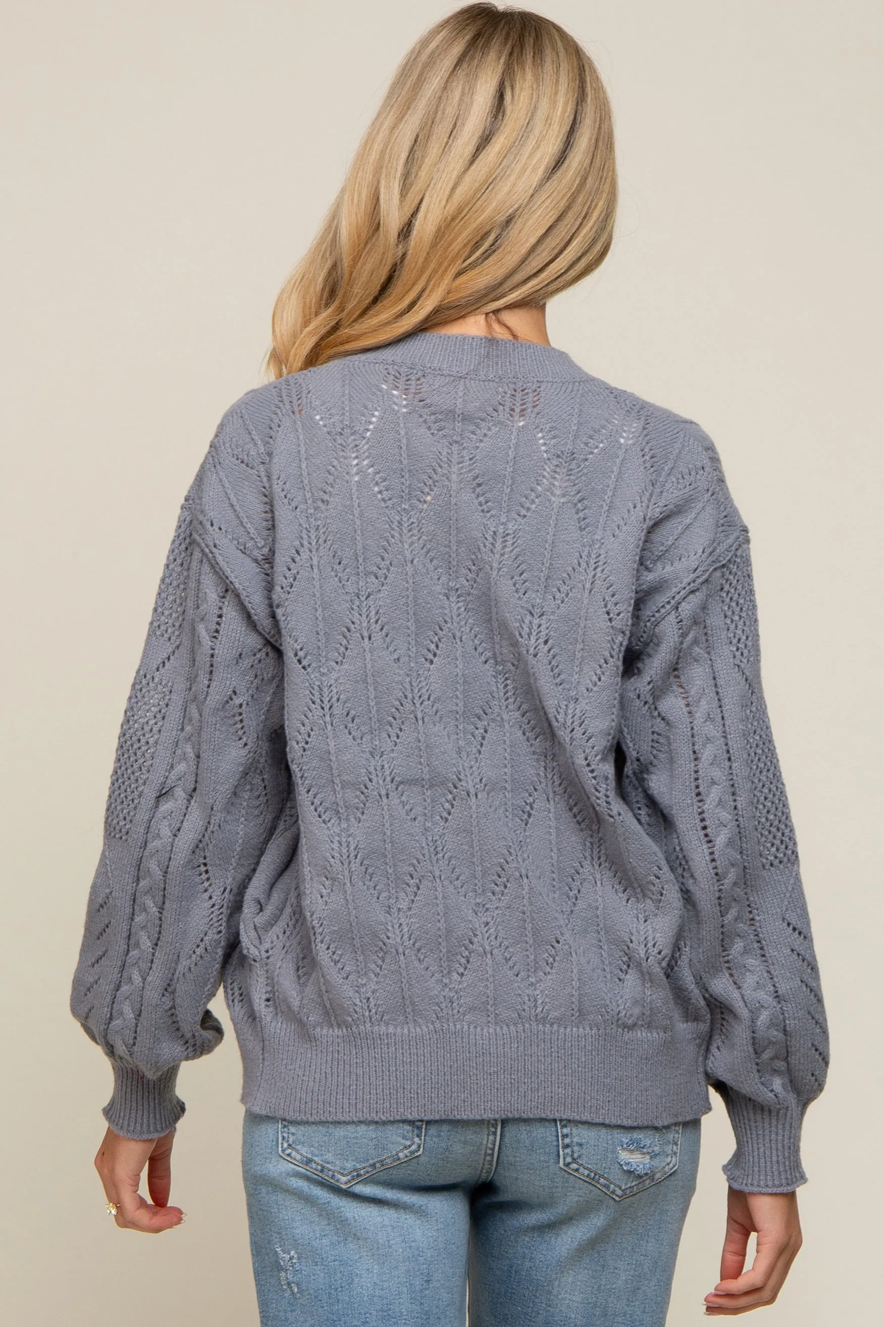 Grey Mixed Knit Maternity Cardigan sold by Pinkblush product image thumbnail 4