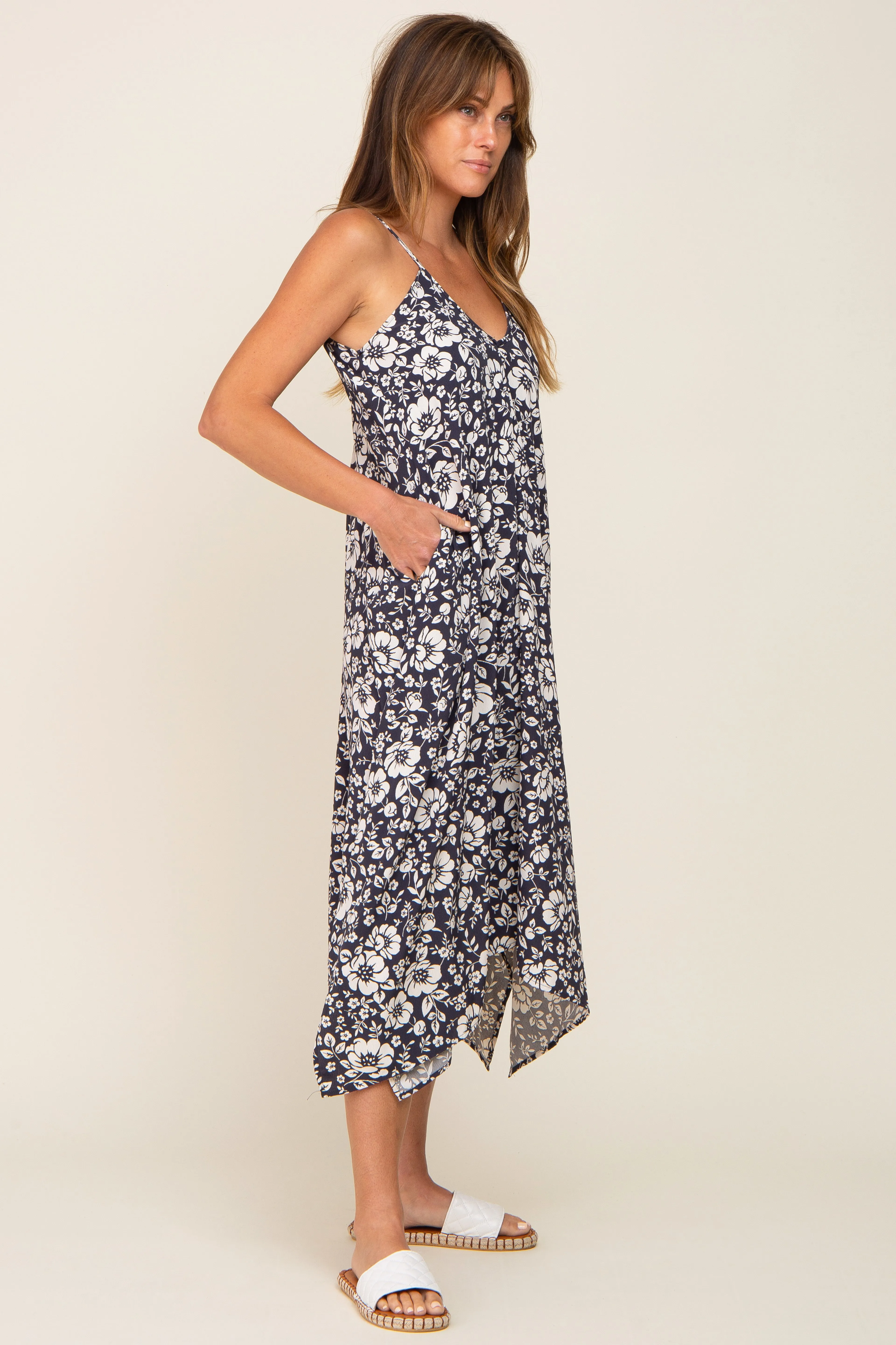 Charcoal Floral Handkerchief Midi Dress sold by Pinkblush product image thumbnail 2