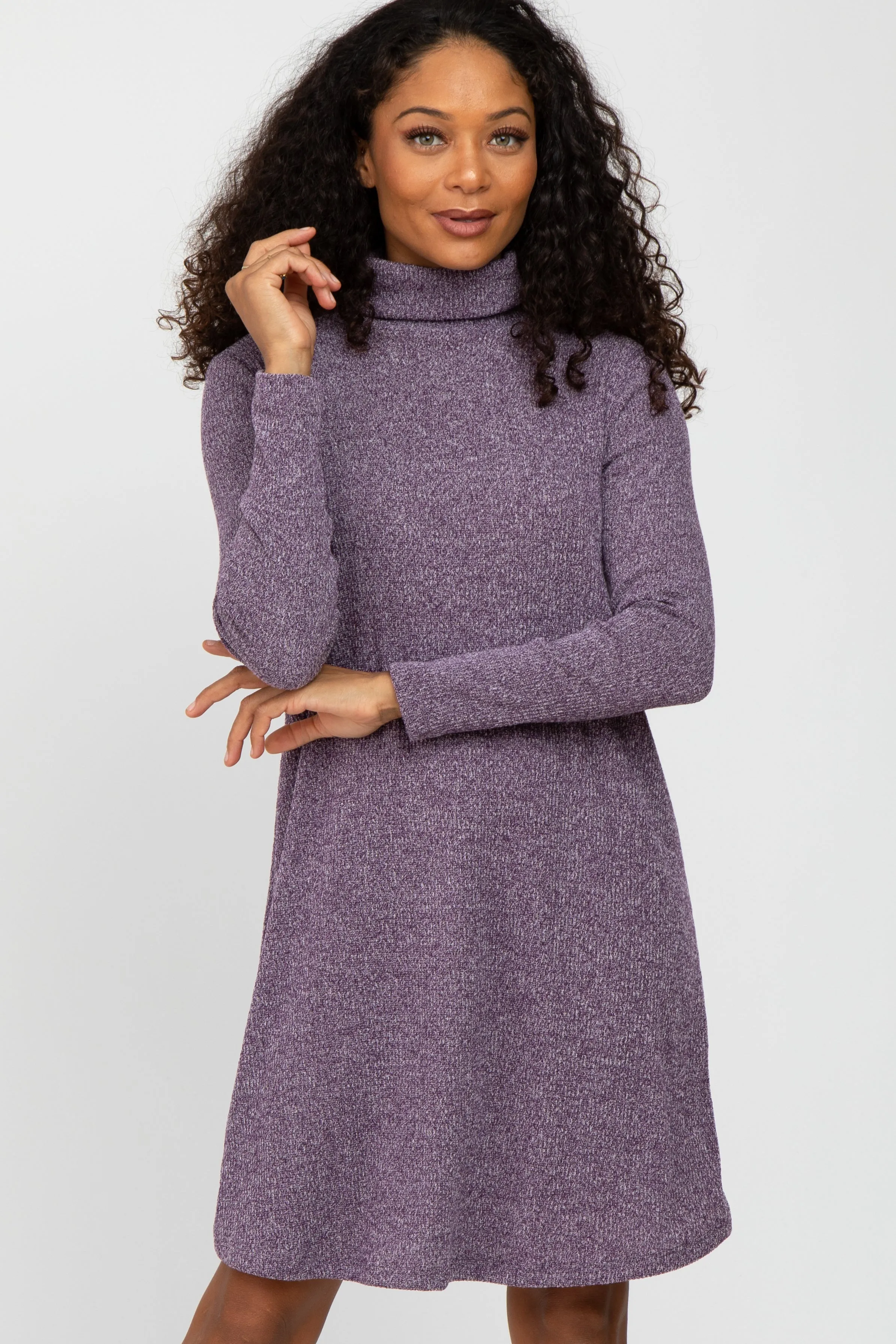 Purple Ribbed Turtleneck Dress sold by Pinkblush