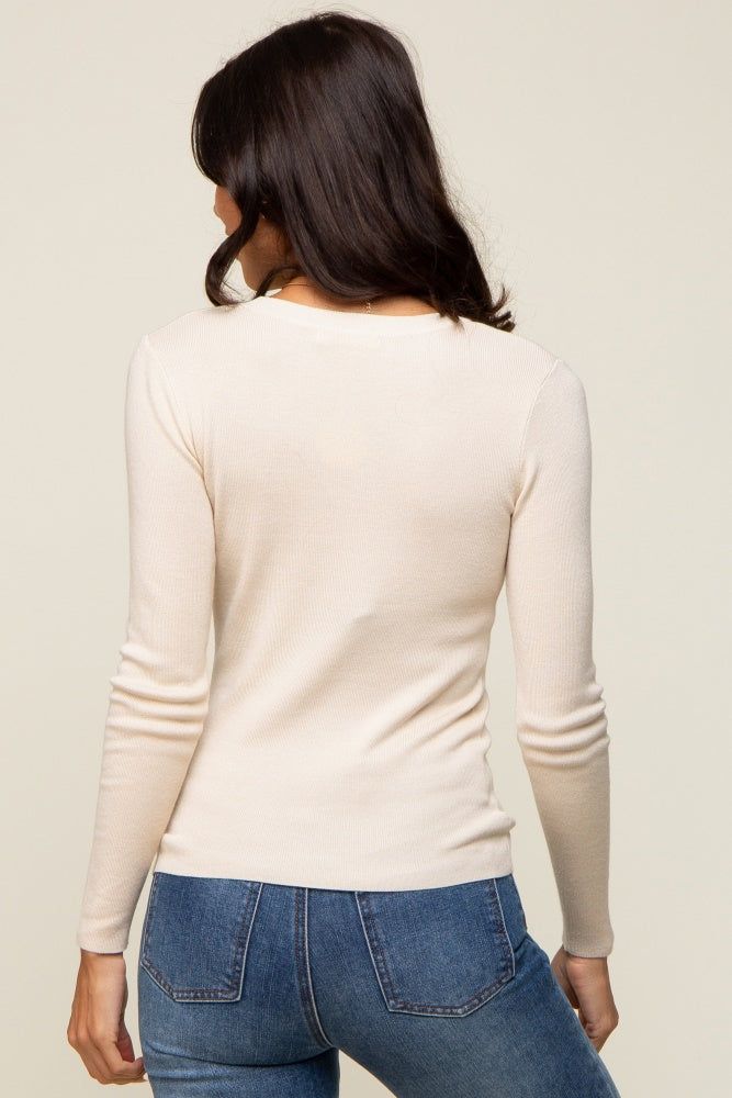 Beige Knit Long Sleeve Top sold by Pinkblush product image thumbnail 3