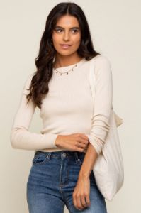 Beige Knit Long Sleeve Top sold by Pinkblush