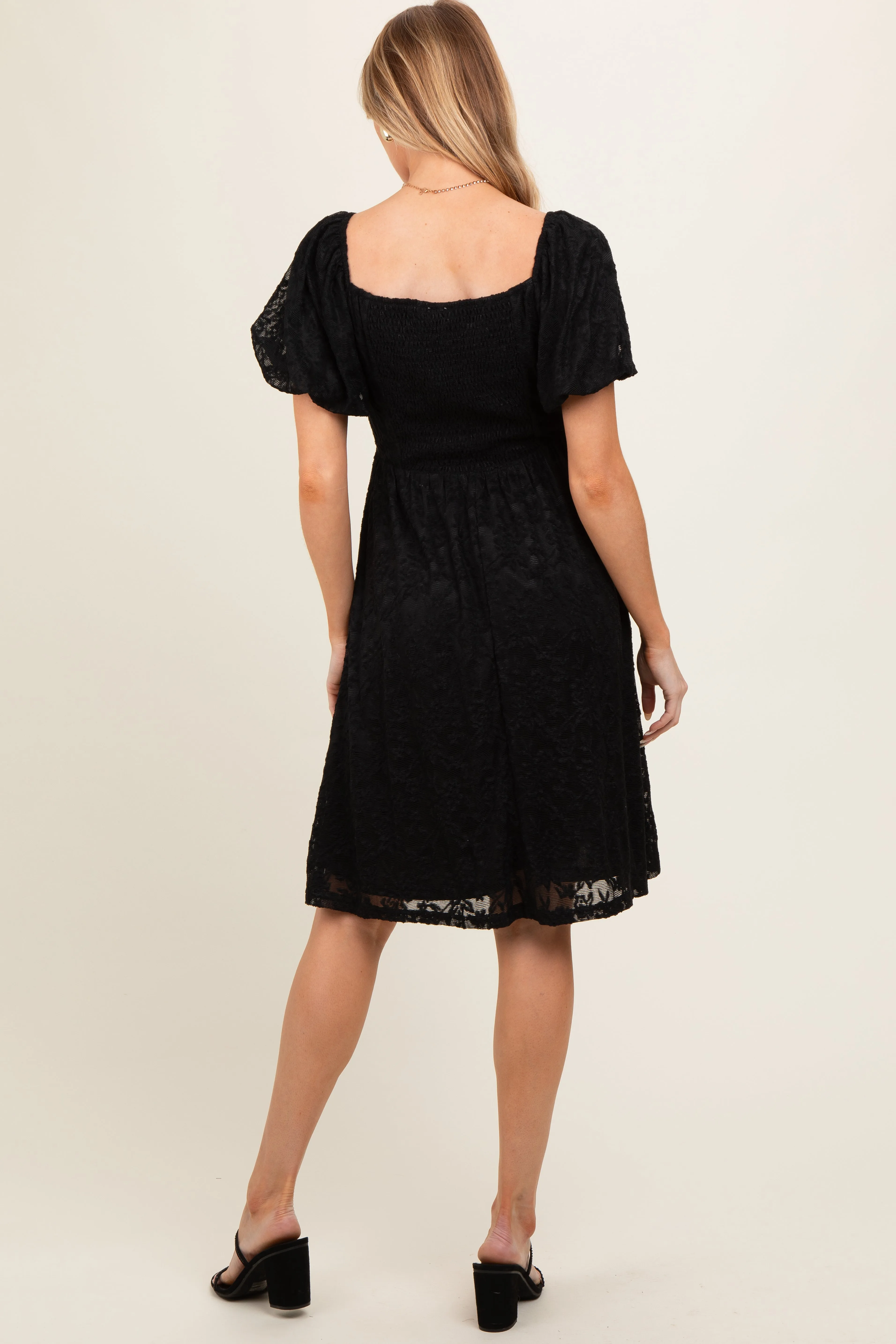 Black Lace Puff Sleeve Maternity Dress sold by Pinkblush product image thumbnail 3