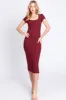 Burgundy Rib Knit Short Sleeve Midi Dress sold by Pinkblush