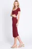 Burgundy Rib Knit Short Sleeve Midi Dress sold by Pinkblush
