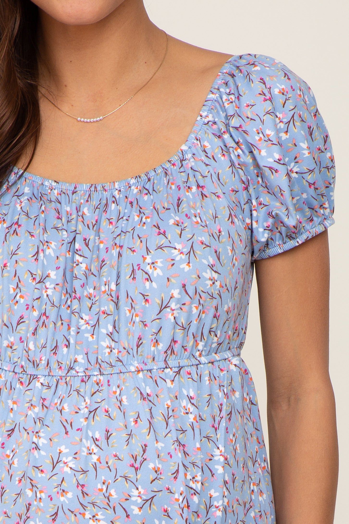 Blue Floral Short Sleeve Maternity Dress sold by Pinkblush product image thumbnail 4