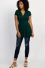 PinkBlush Forest Green Draped Front Nursing Top sold by Pinkblush