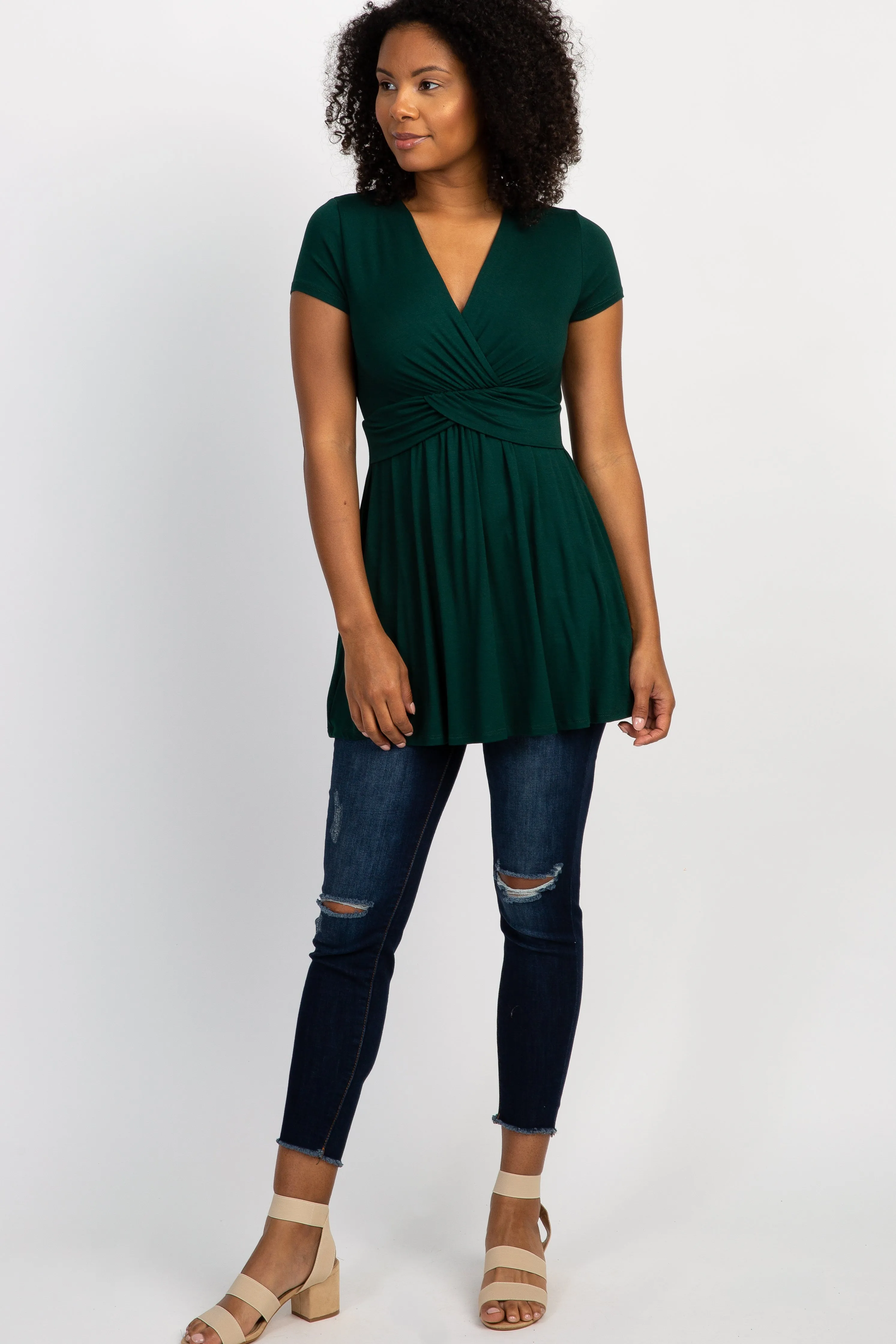 PinkBlush Forest Green Draped Front Nursing Top sold by Pinkblush product image thumbnail 2