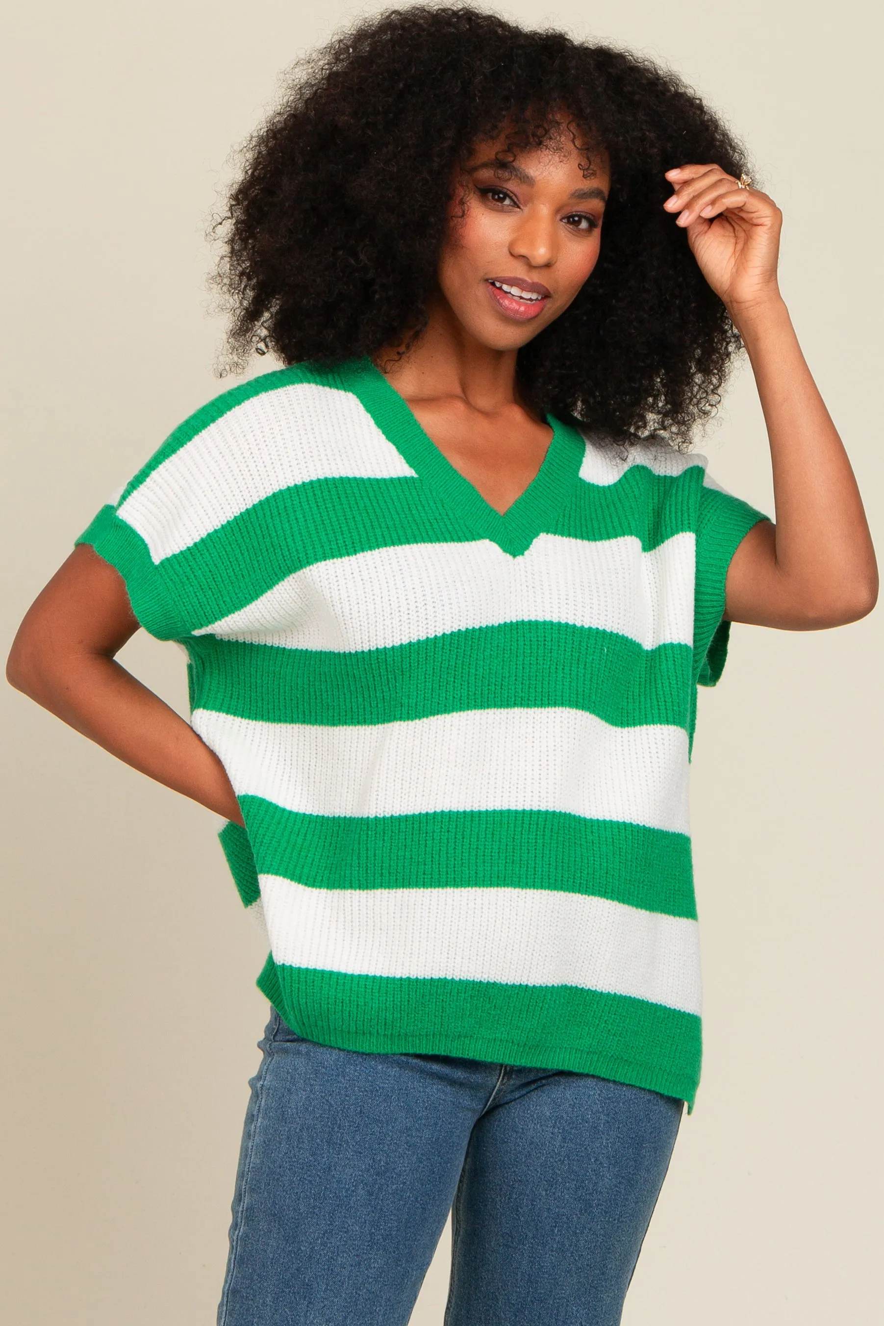 Jade Striped V-Neck Maternity Sweater Top sold by Pinkblush product image thumbnail 4