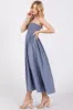Blue Smocked Pocketed Midi Dress sold by Pinkblush