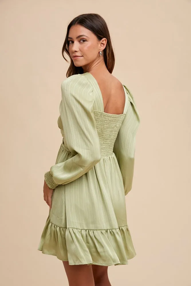 Mint Green Striped Satin Twist Front Dress sold by Pinkblush product image thumbnail 3
