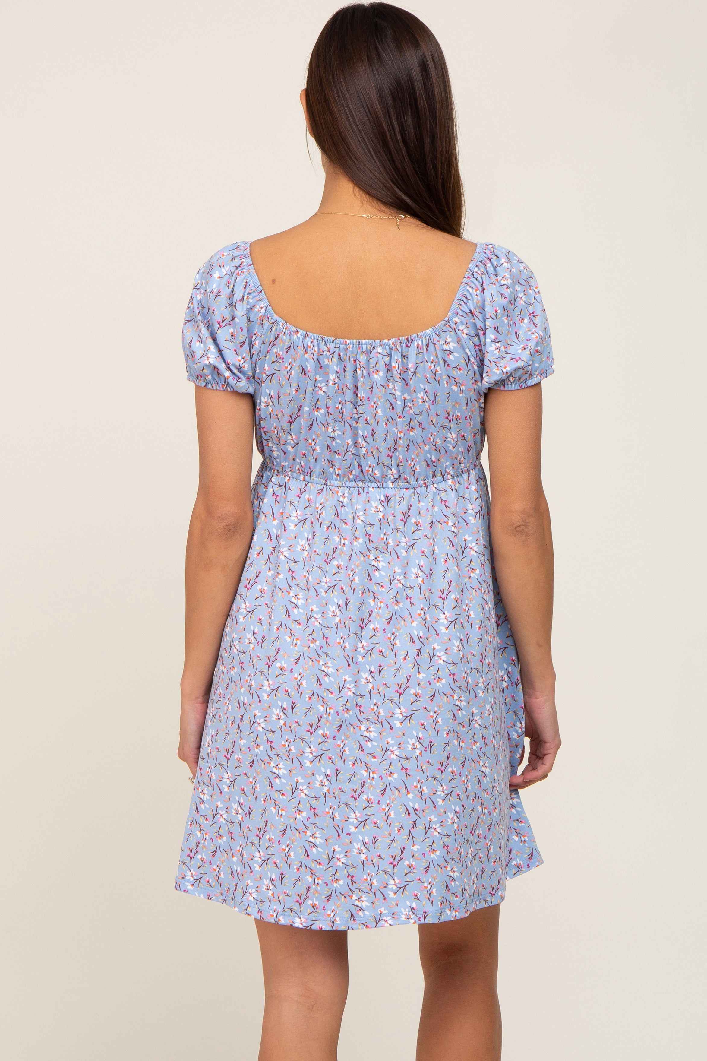 Blue Floral Short Sleeve Maternity Dress sold by Pinkblush product image thumbnail 3