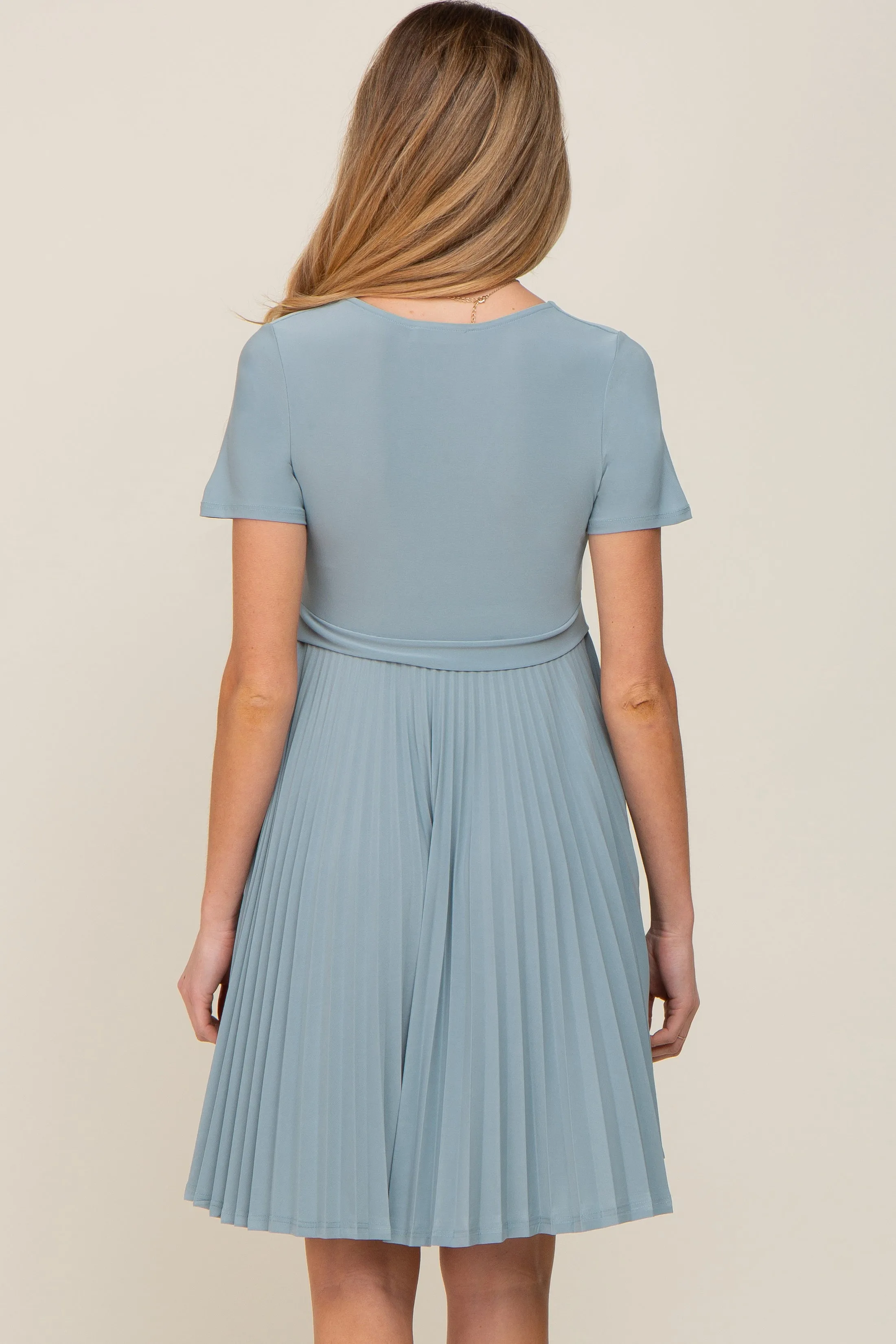 Mint Pleated Maternity/Nursing Dress sold by Pinkblush product image thumbnail 3