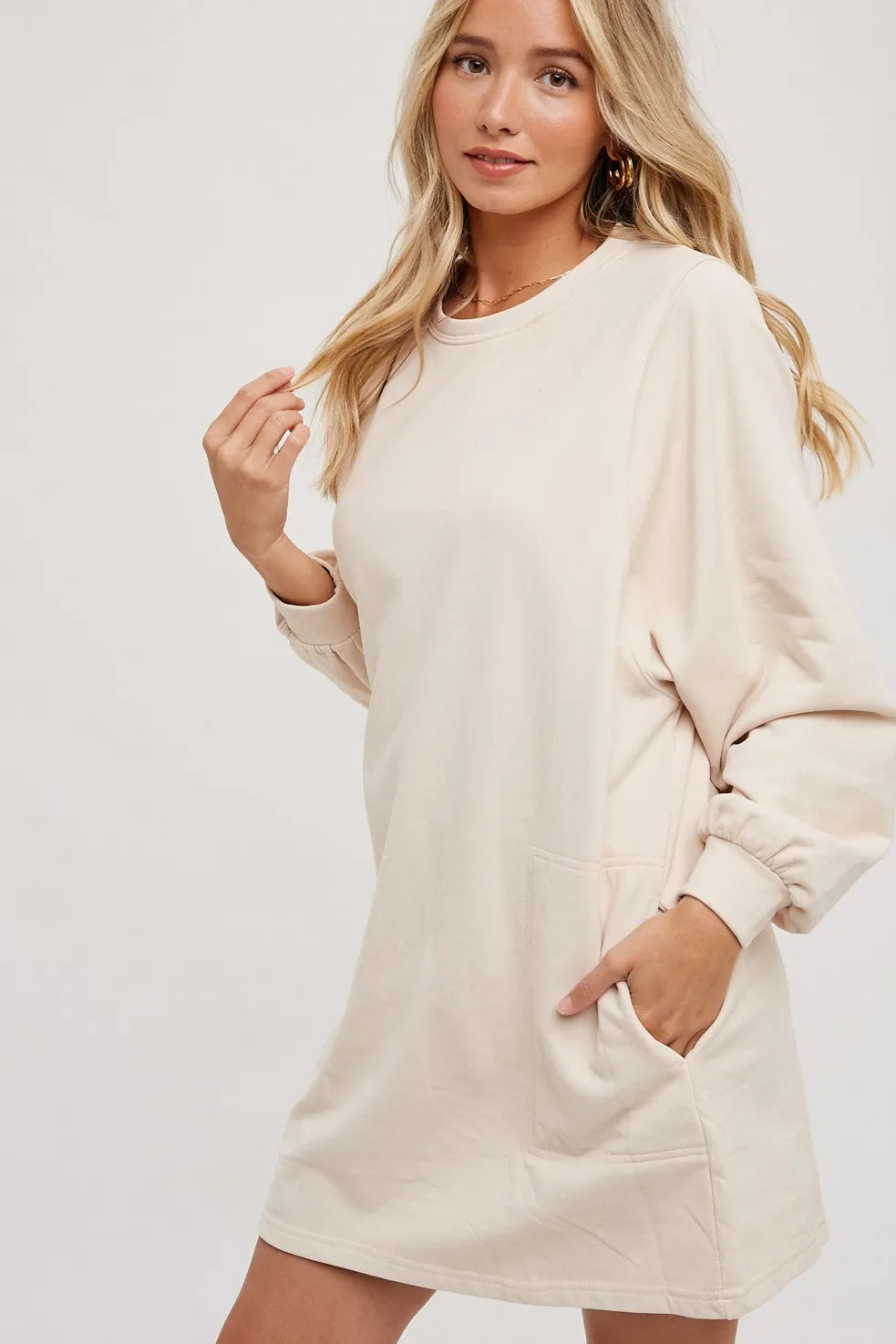 Cream Ultra Soft Sweatshirt Dress sold by Pinkblush product image thumbnail 2