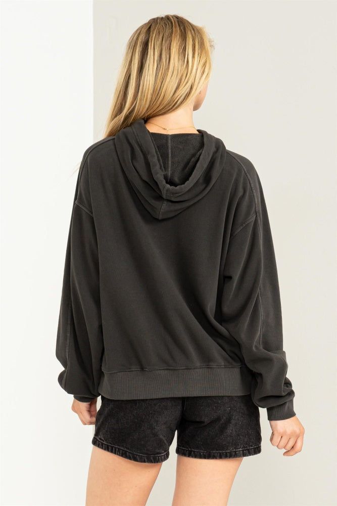 Black Faded Wash Drawstring Hoodie sold by Pinkblush product image thumbnail 3