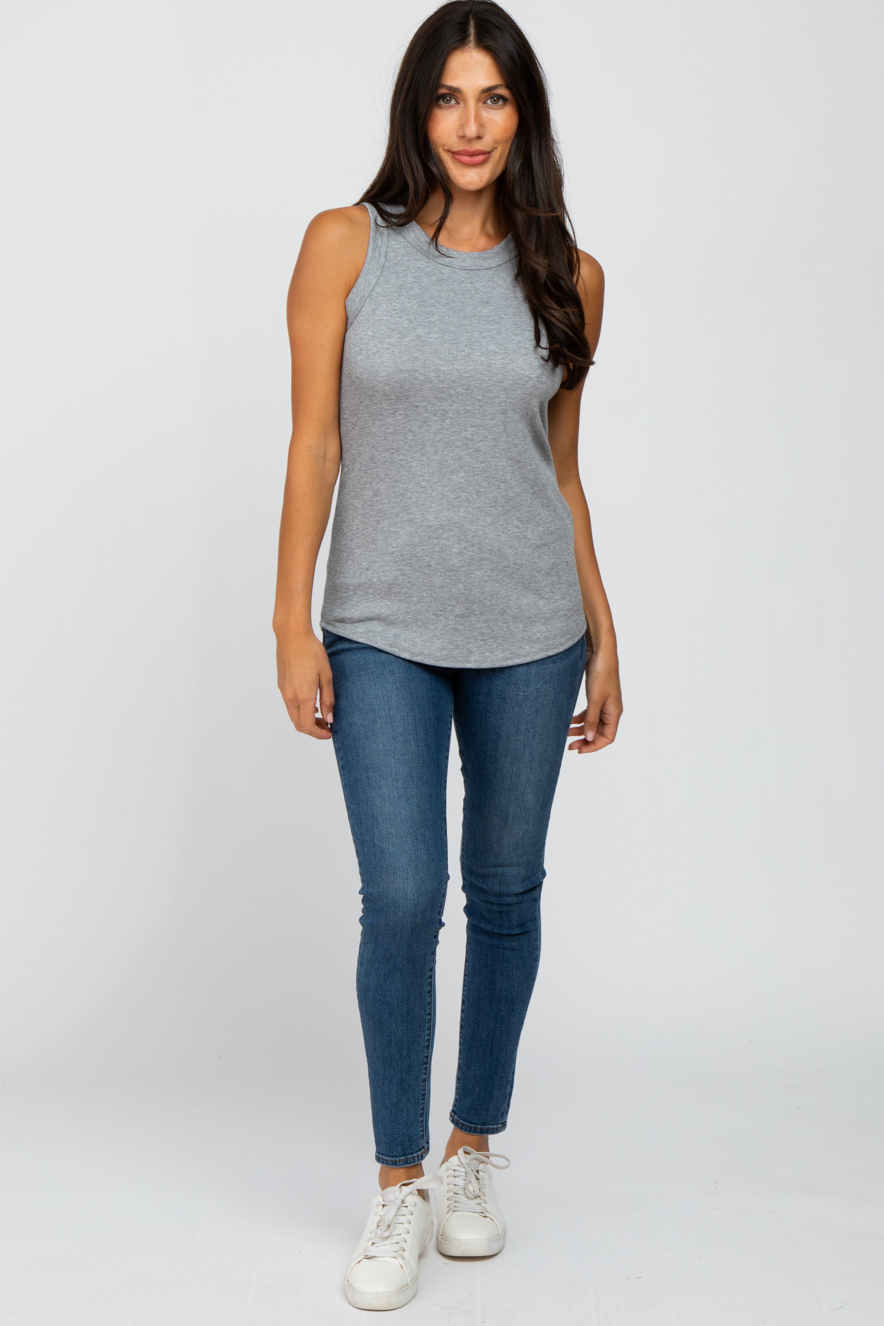 Heather Grey Ribbed Sleeveless Top sold by Pinkblush product image thumbnail 4