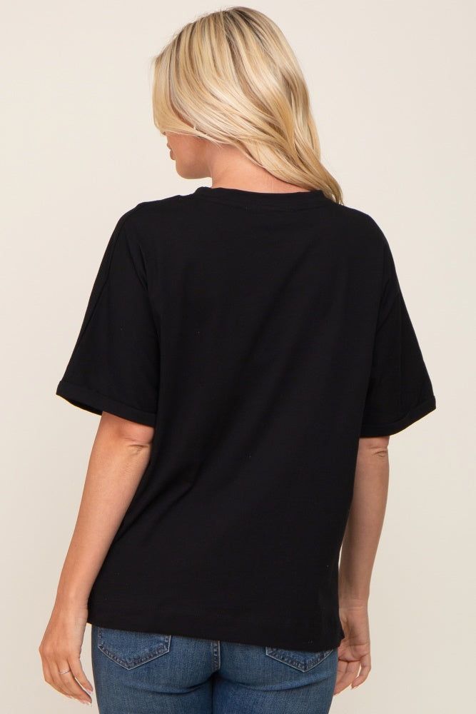 Black Oversized Rolled Short Sleeve Top sold by Pinkblush product image thumbnail 3